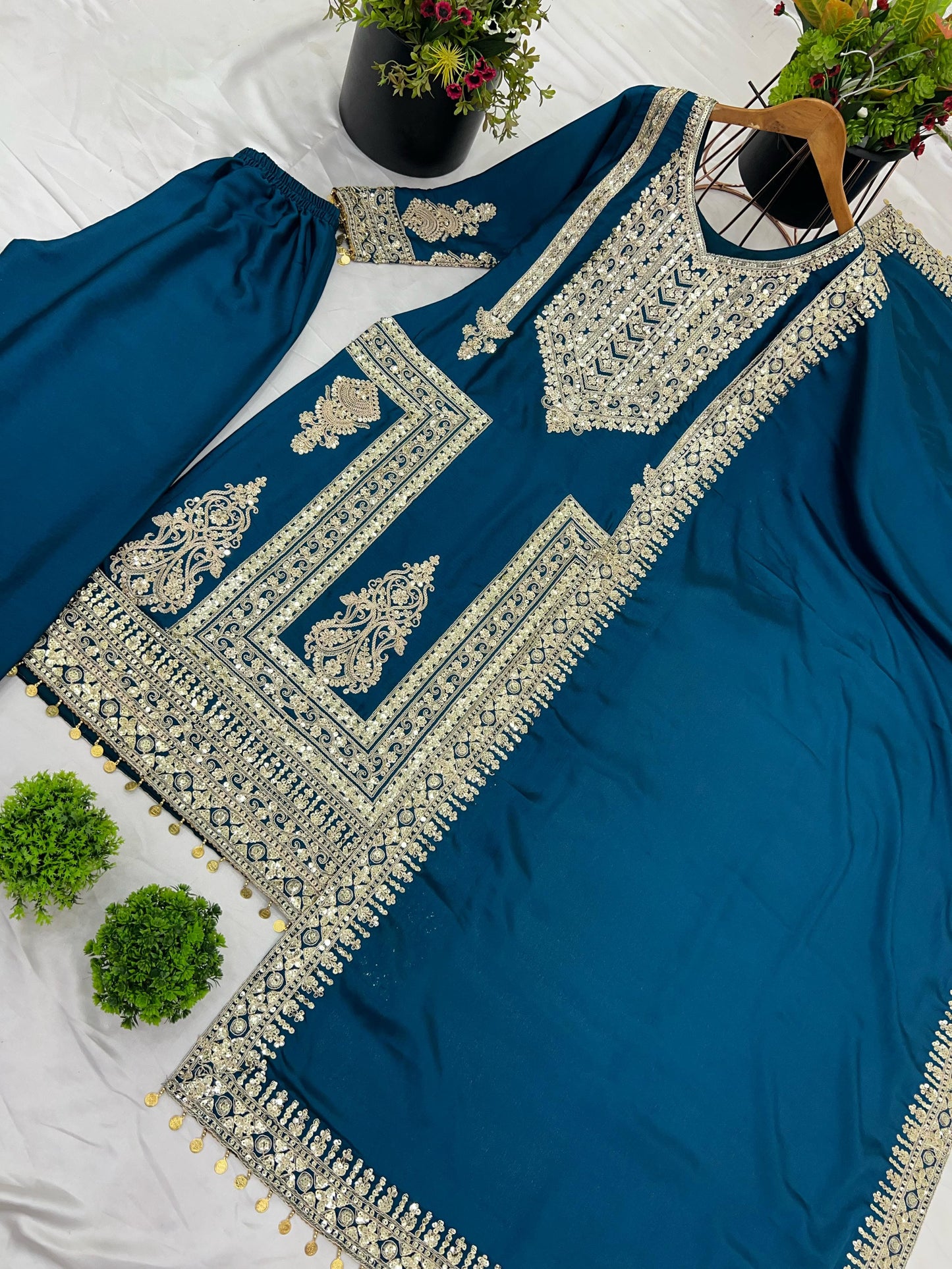 Better Together Chinnon Silk Blue Kurti Set