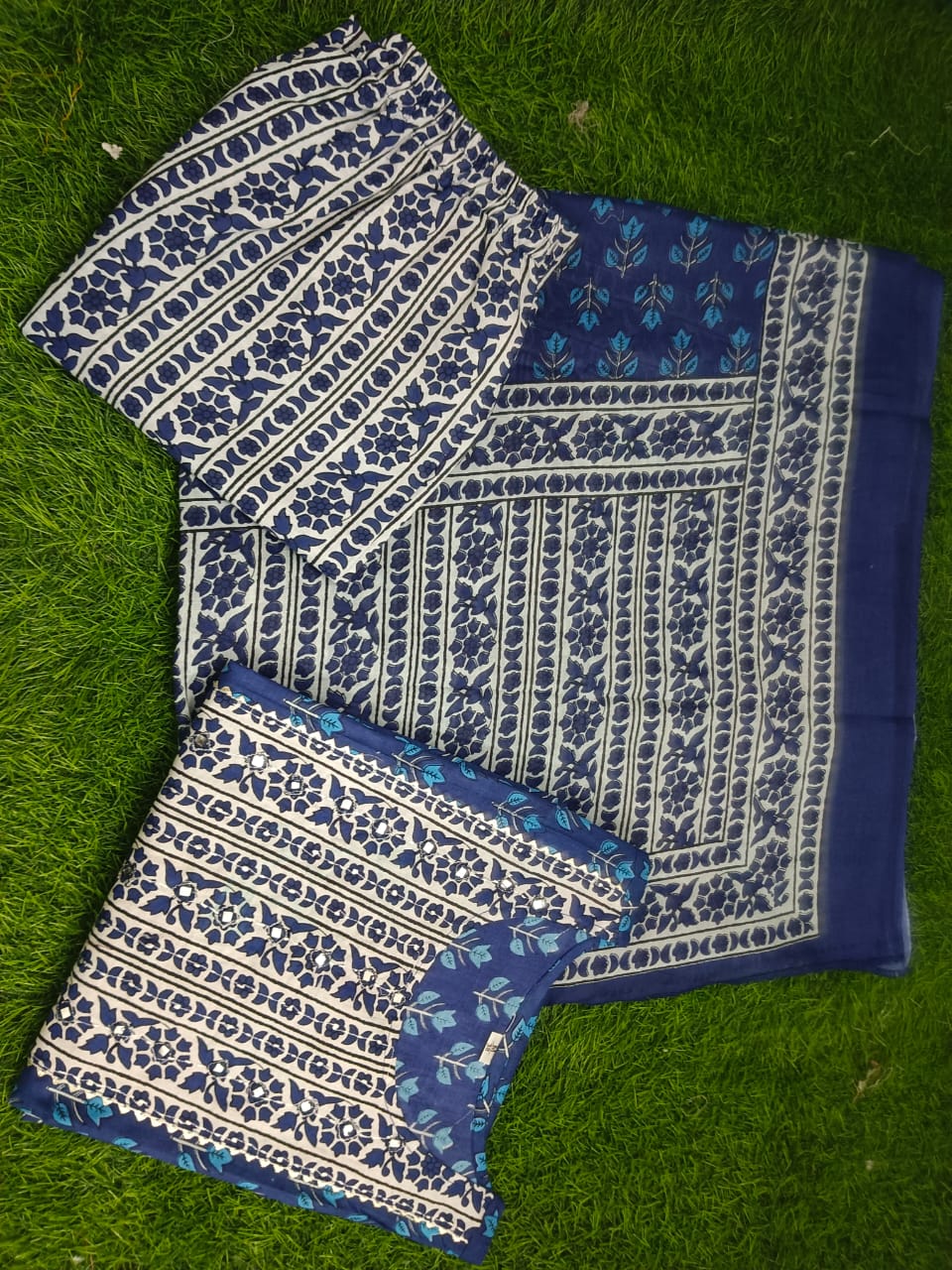 Keep Shining Blue Cotton Kurti Set