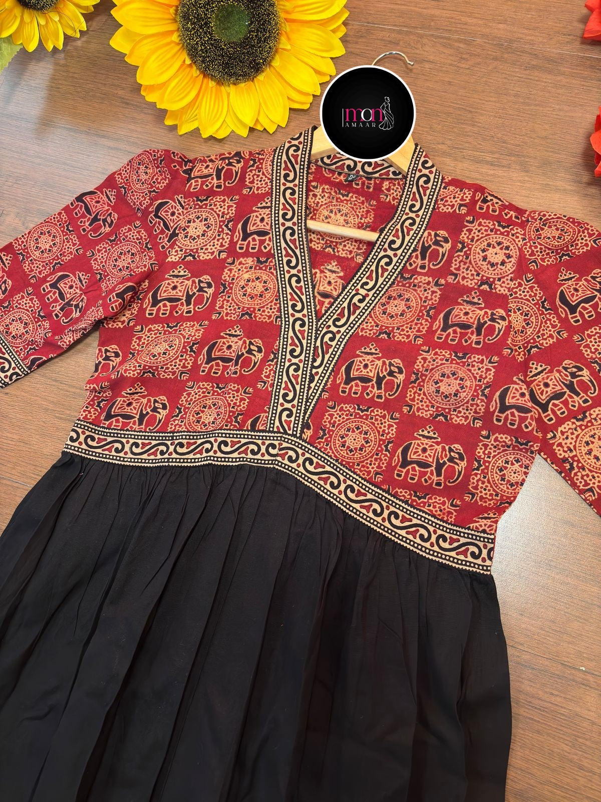 Kalpanik Ajrakh-Alia Cut Sustainable Handloom Dress