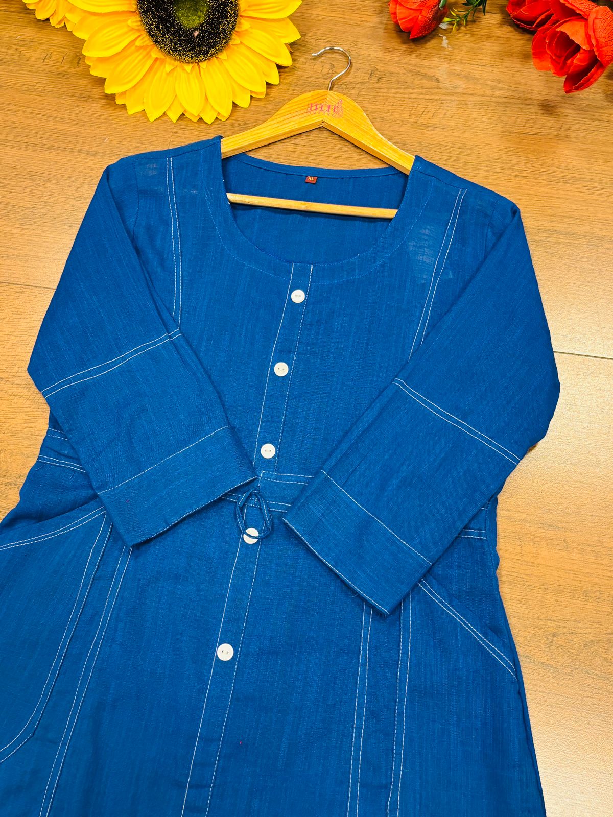 Blessed With- Cotton Dress(Blue)