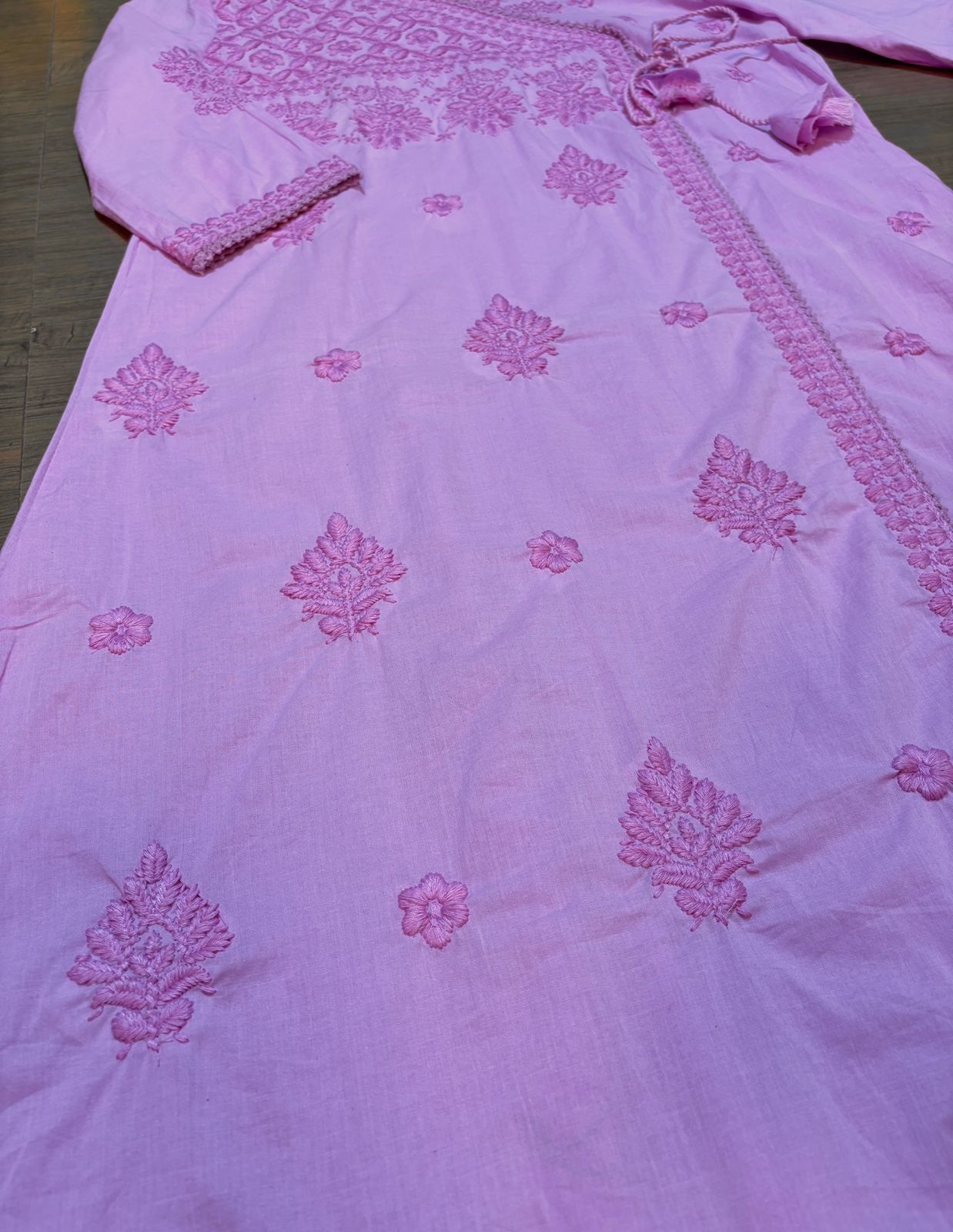 Chikankari Fun - Cotton Kurti Set(Lavender)