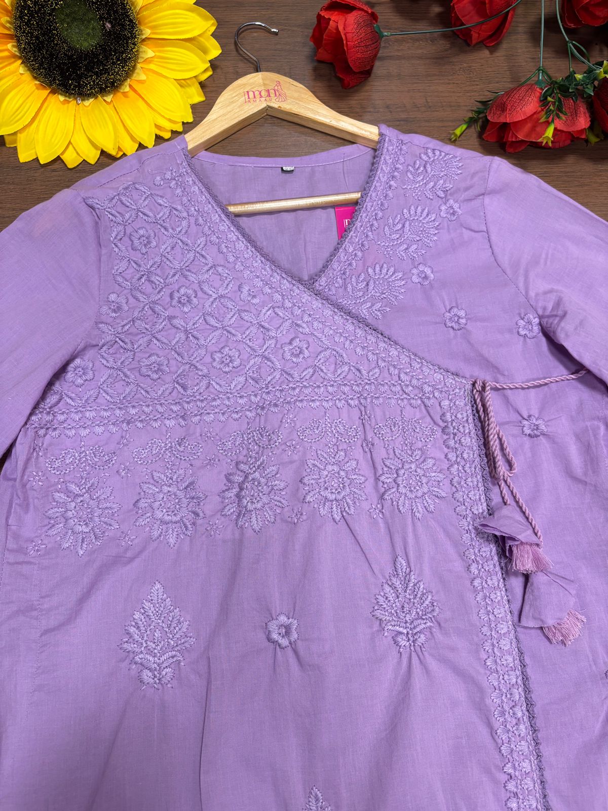 Chikankari Fun - Cotton Kurti Set(Pink)