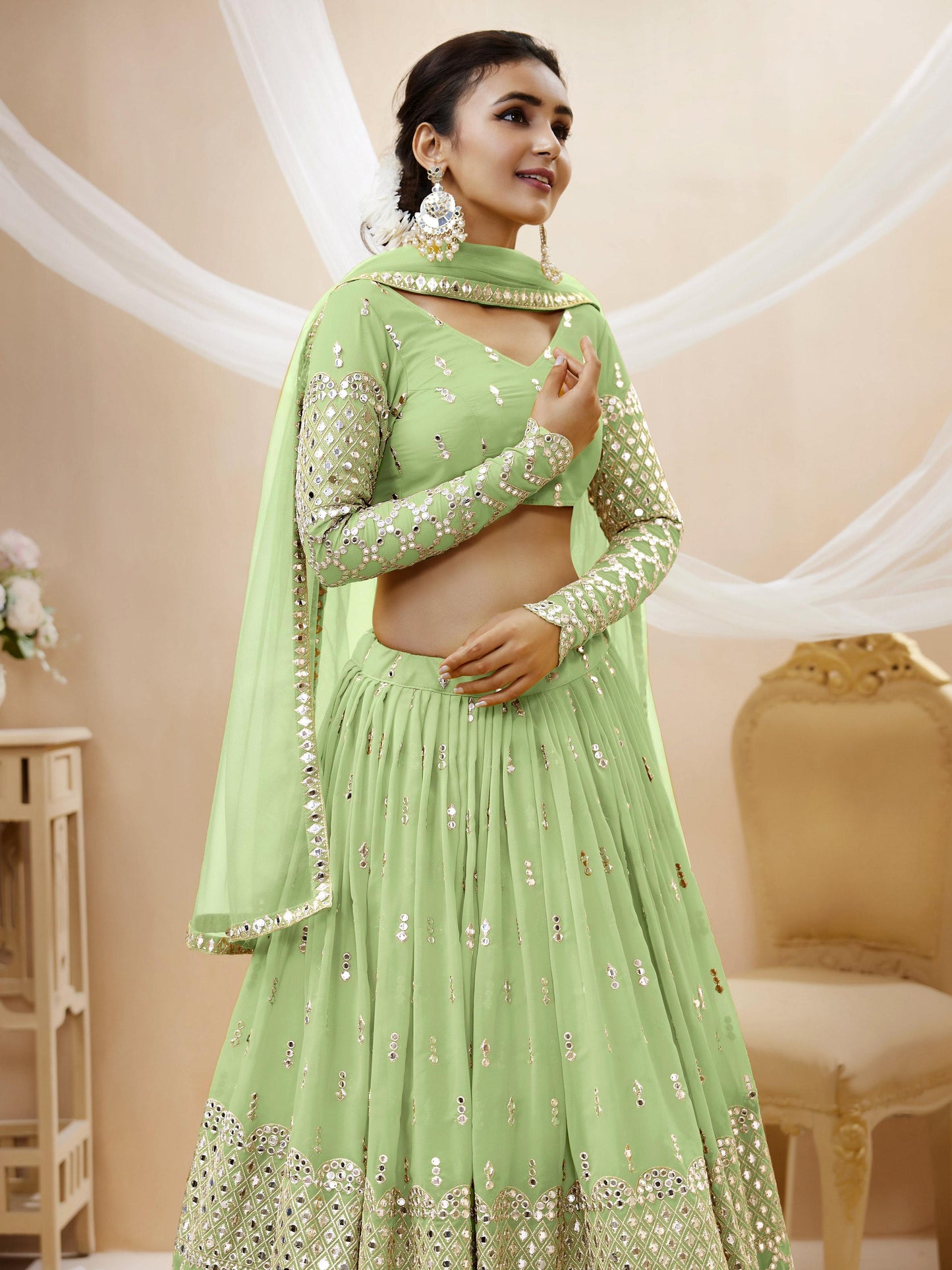 Peaceful Light Georgette Lehenga