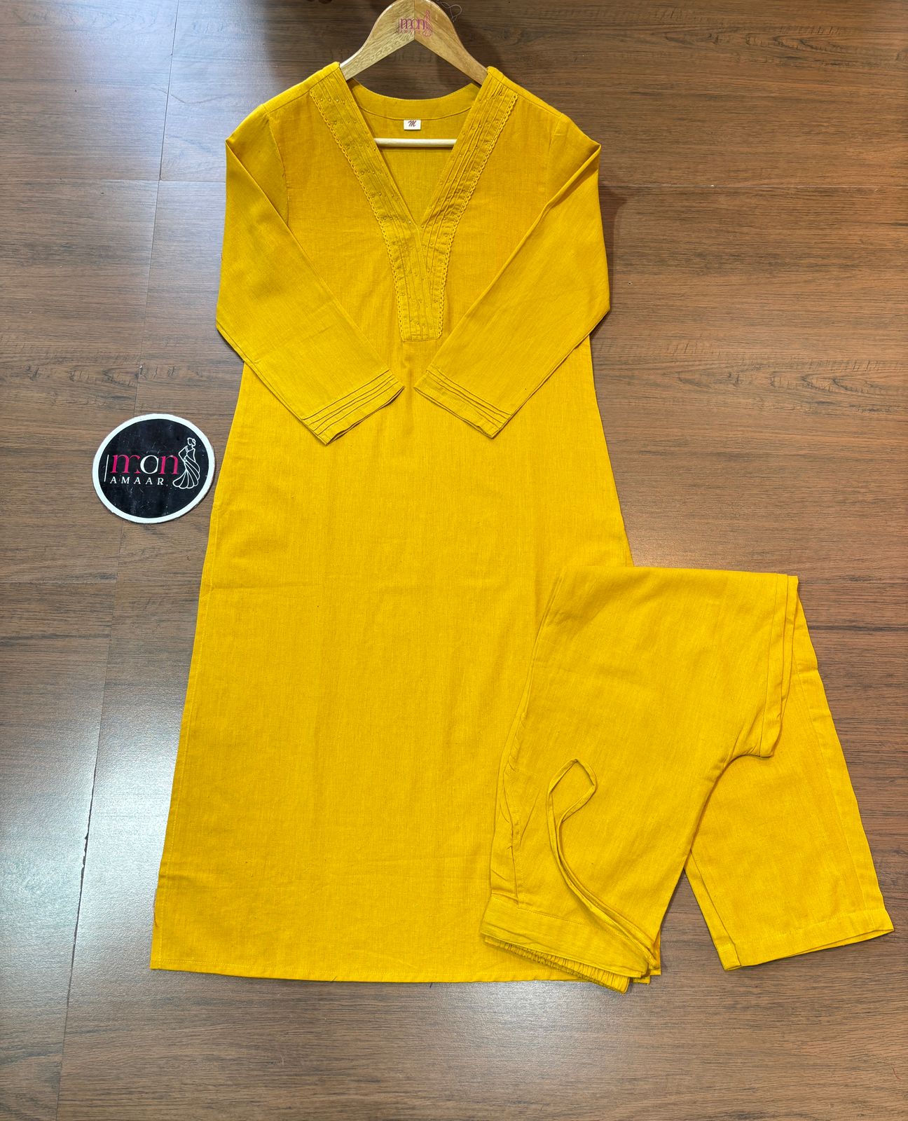 Vrinda -Yellow Cotton Coord Set