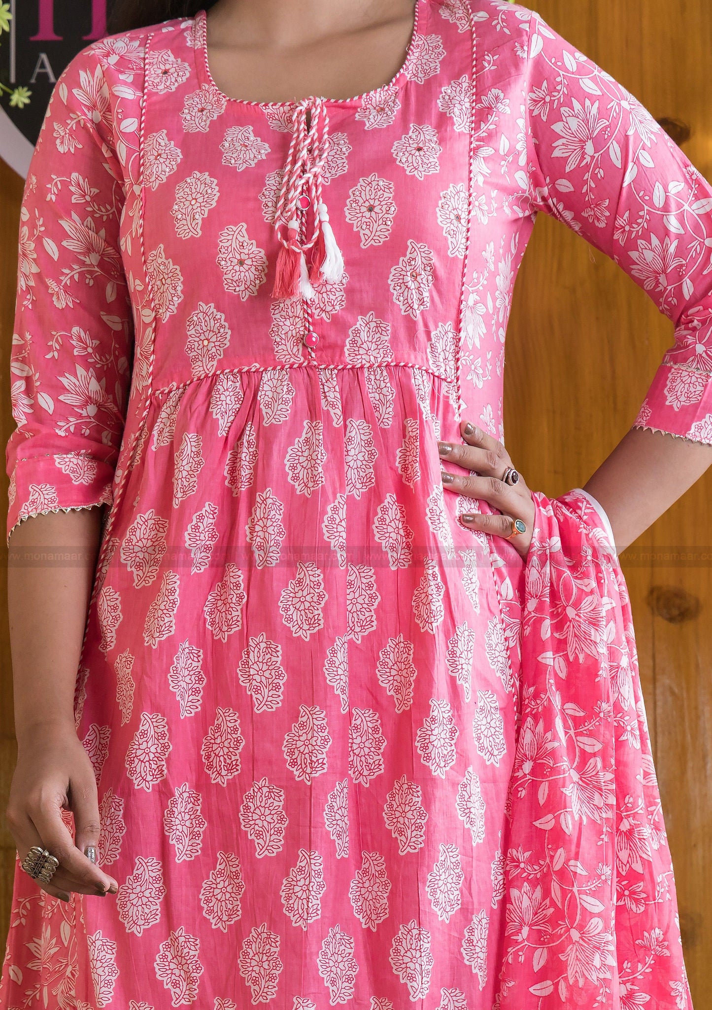 Blushing Pink  Cotton Afghani Kurti Set