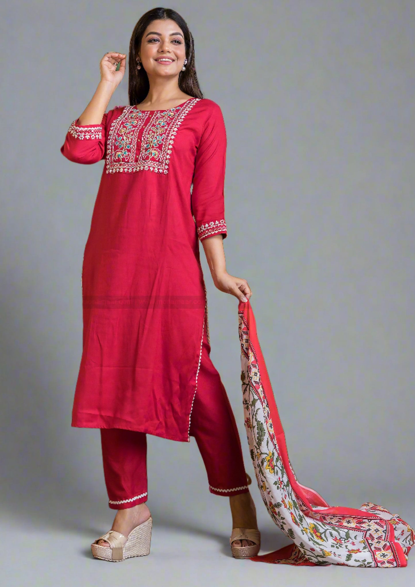 Maroon Magic Jaipur Kurti Set