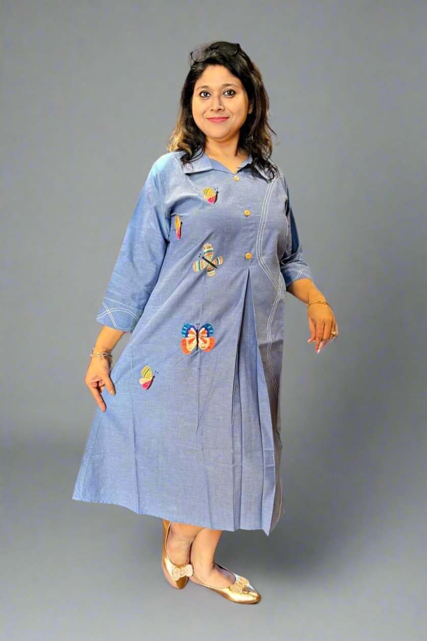 Pretty Butterfly Cotton One Piece Dress