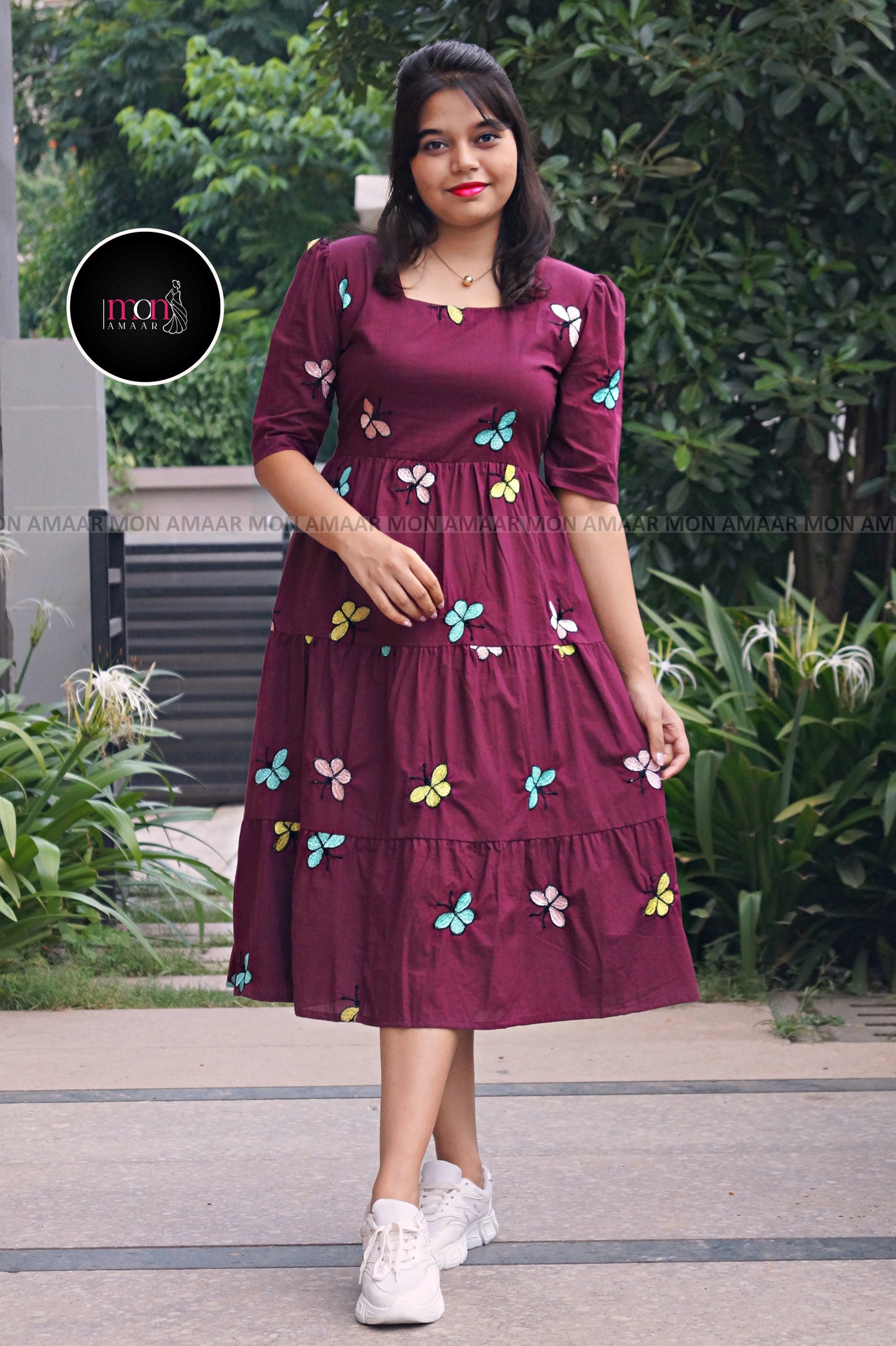 Pretty Little Butterfly-Cotton Midi Dress