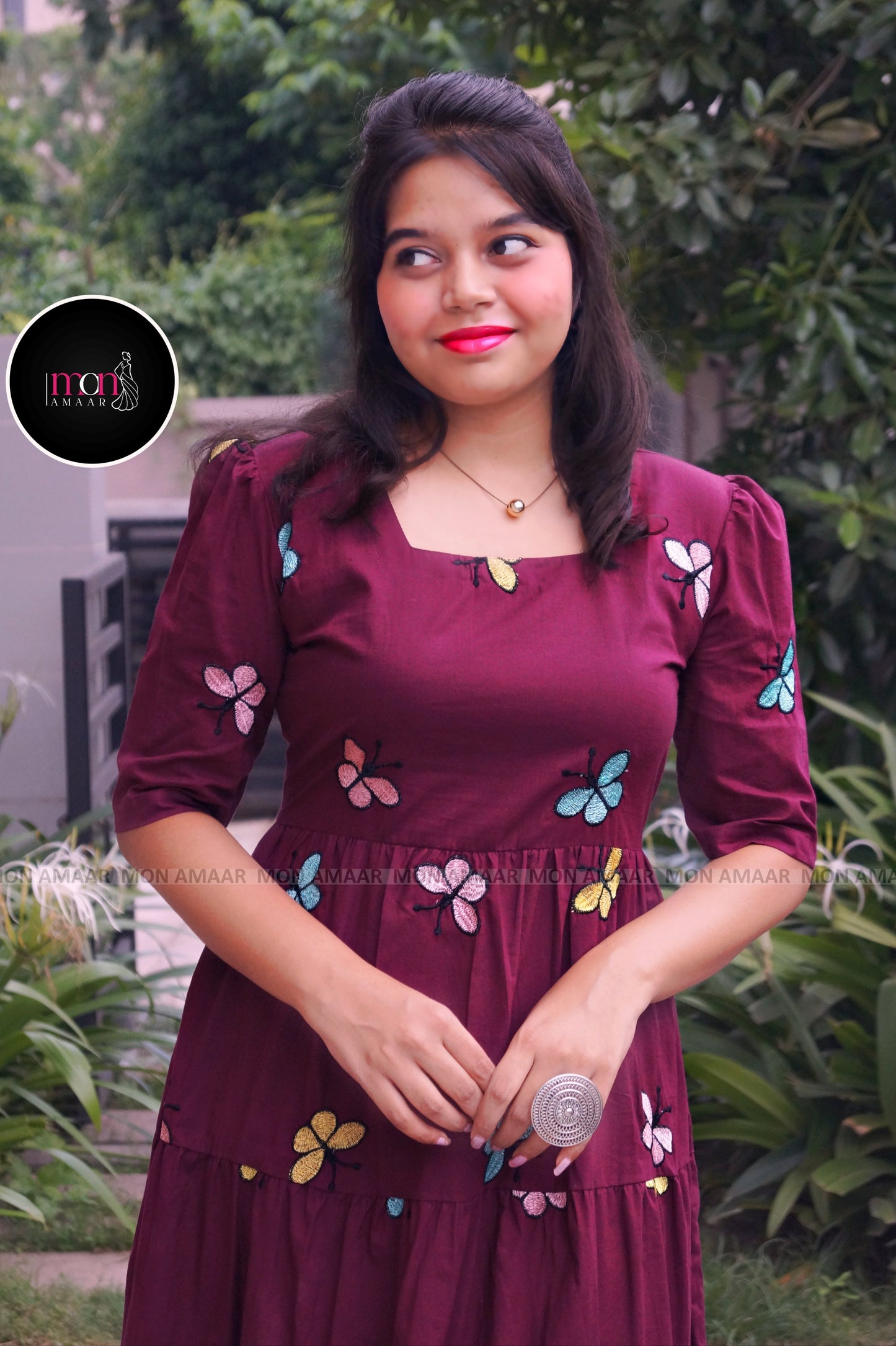 Pretty Little Butterfly-Cotton Midi Dress