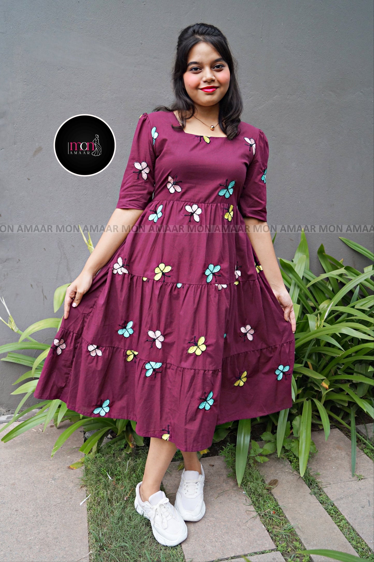 Pretty Little Butterfly-Cotton Midi Dress