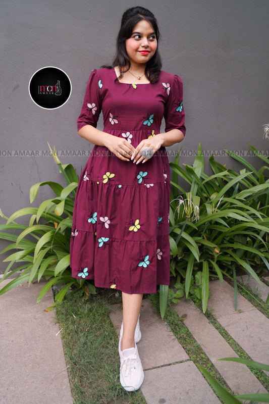 Pretty Little Butterfly-Cotton Midi Dress