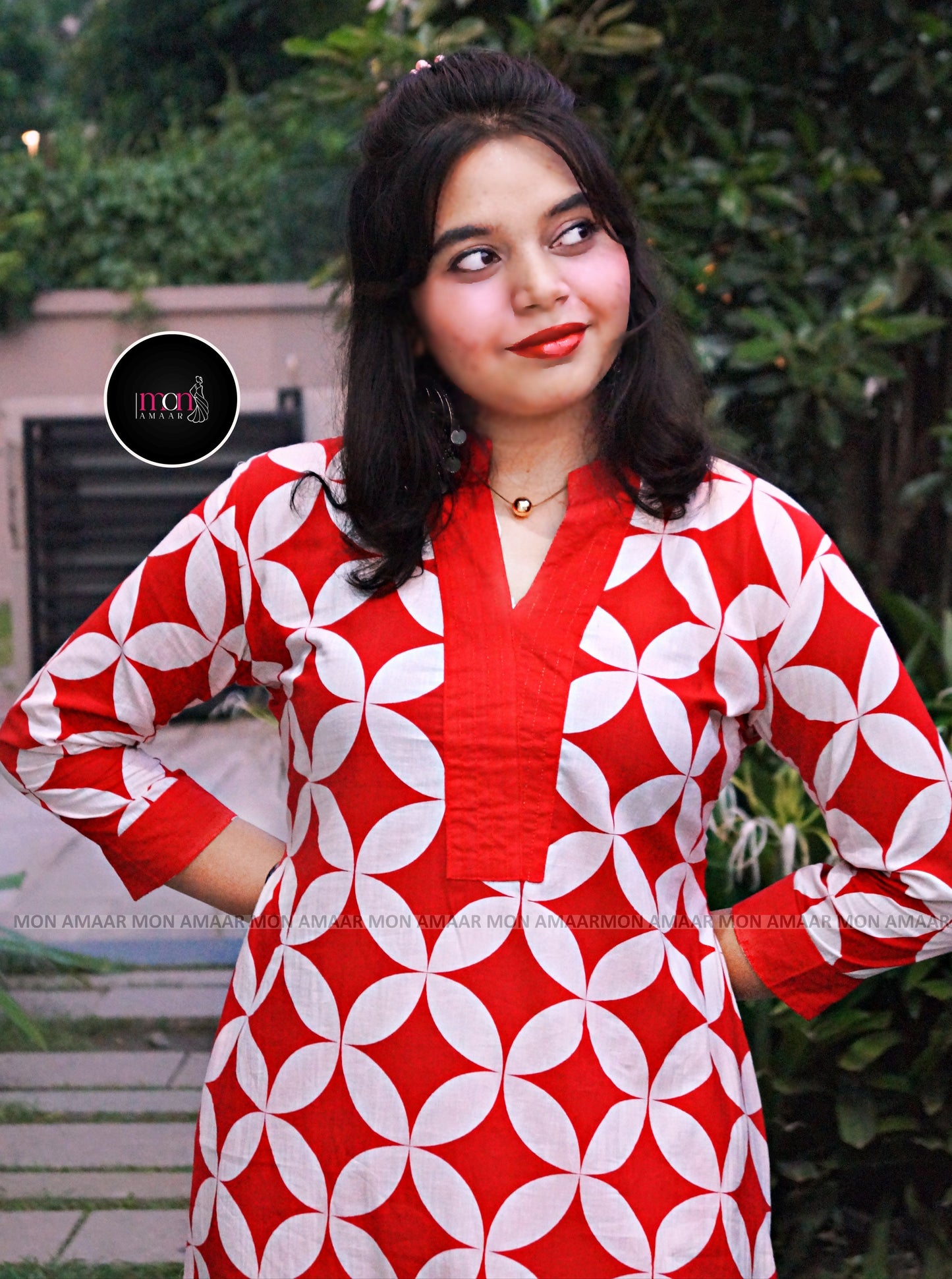 Women In Love- Cotton Coord Set(Red)