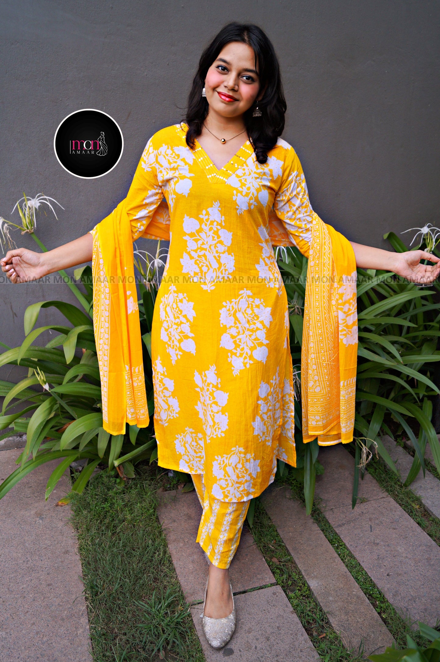 Yellow Magic-Cotton Kurti Set