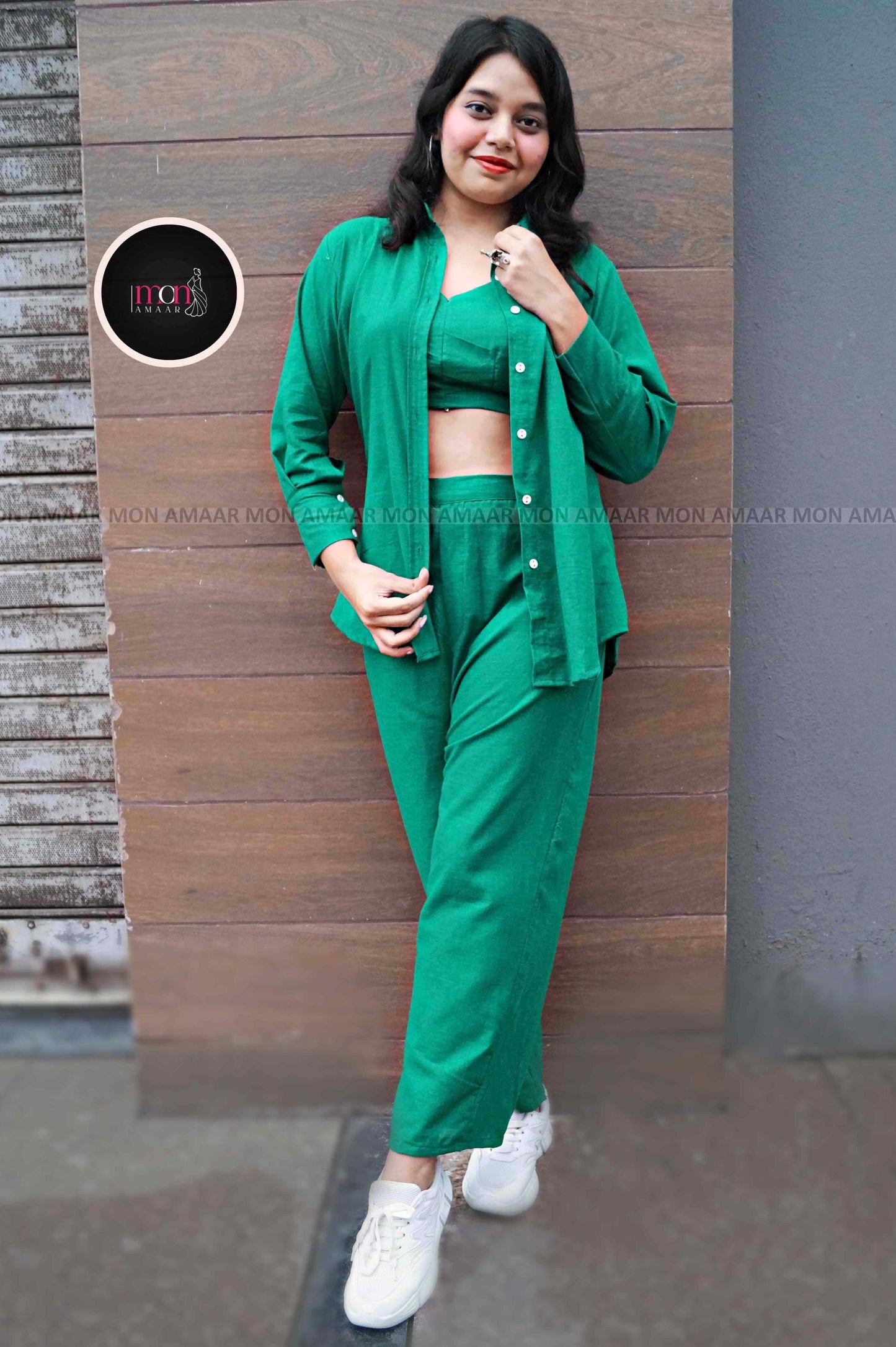 Retro Riser - Cotton Coord Set[ Top , Shirt , Pant]