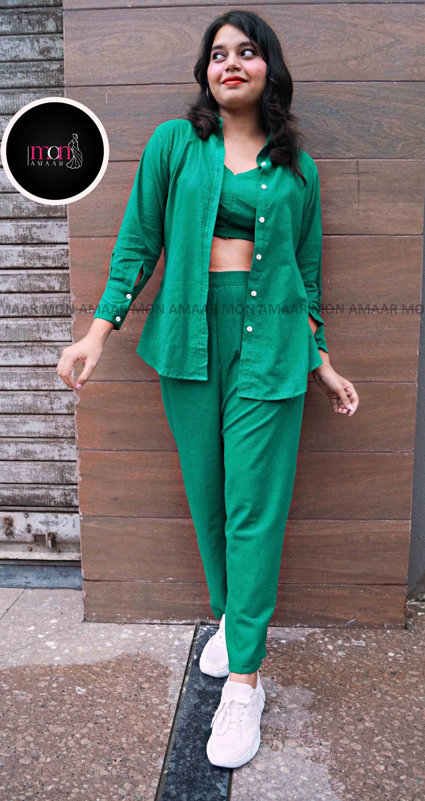 Retro Riser - Cotton Coord Set[ Top , Shirt , Pant]