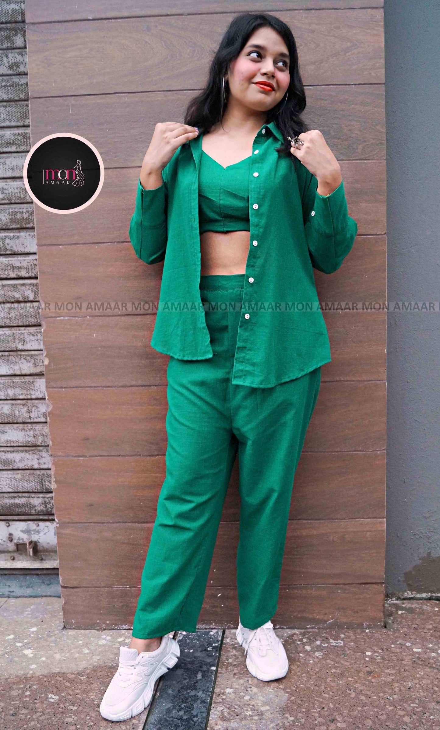 Retro Riser - Cotton Coord Set[ Top , Shirt , Pant]