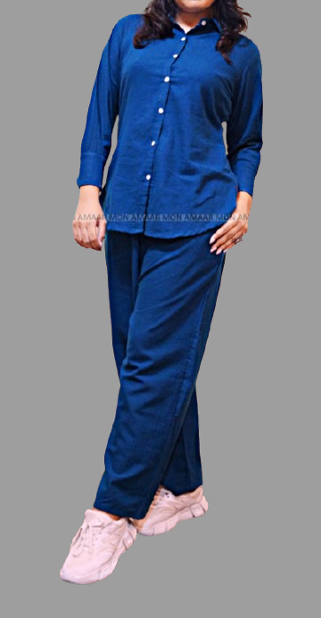 Retro Riser - Cotton Coord Set[ Top , Shirt , Pant]