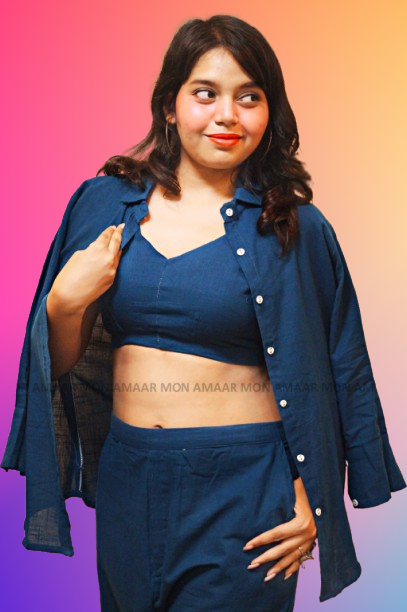 Retro Riser - Cotton Coord Set[ Top , Shirt , Pant]