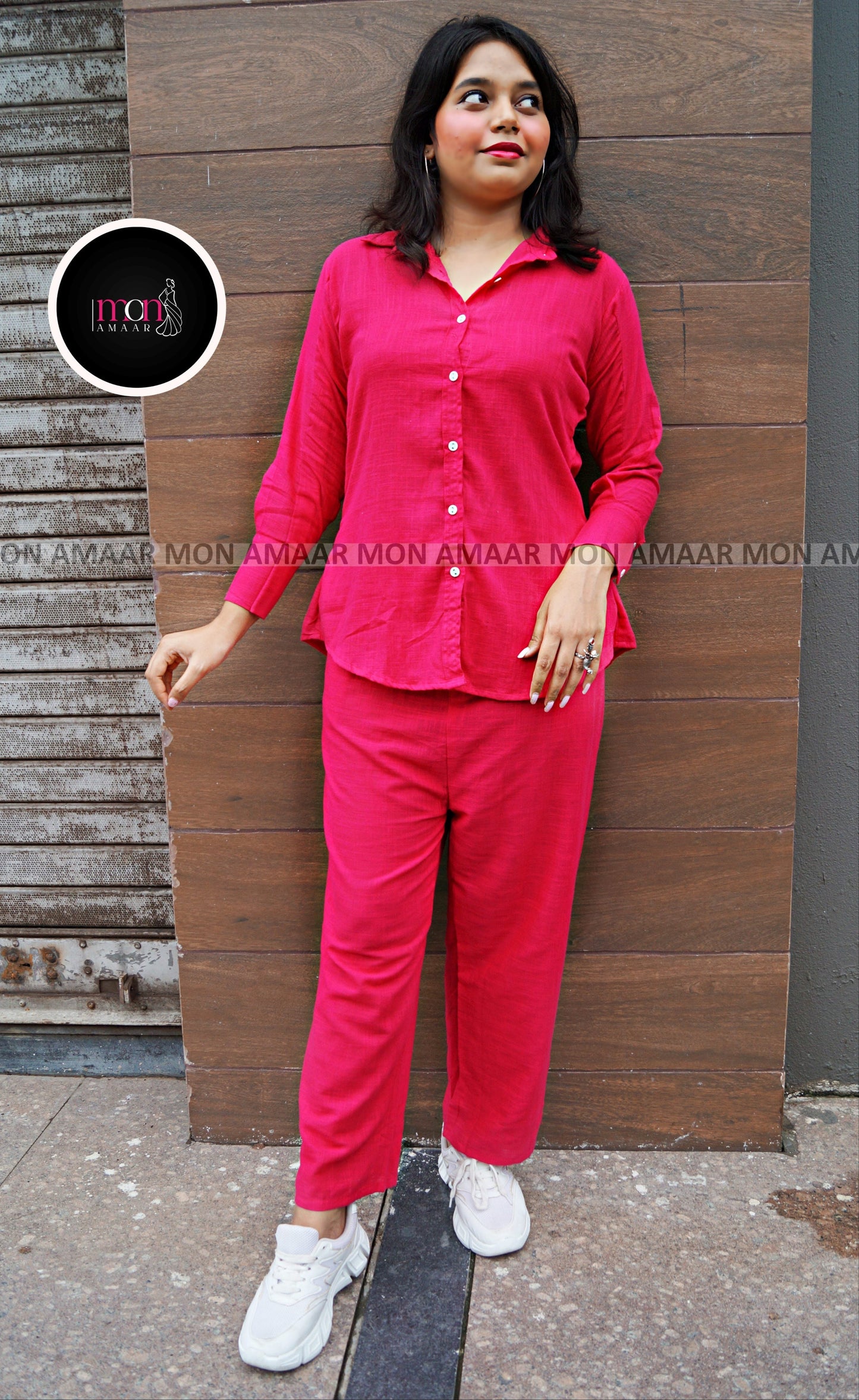 Retro Riser - Cotton Coord Set[ Top , Shirt , Pant]