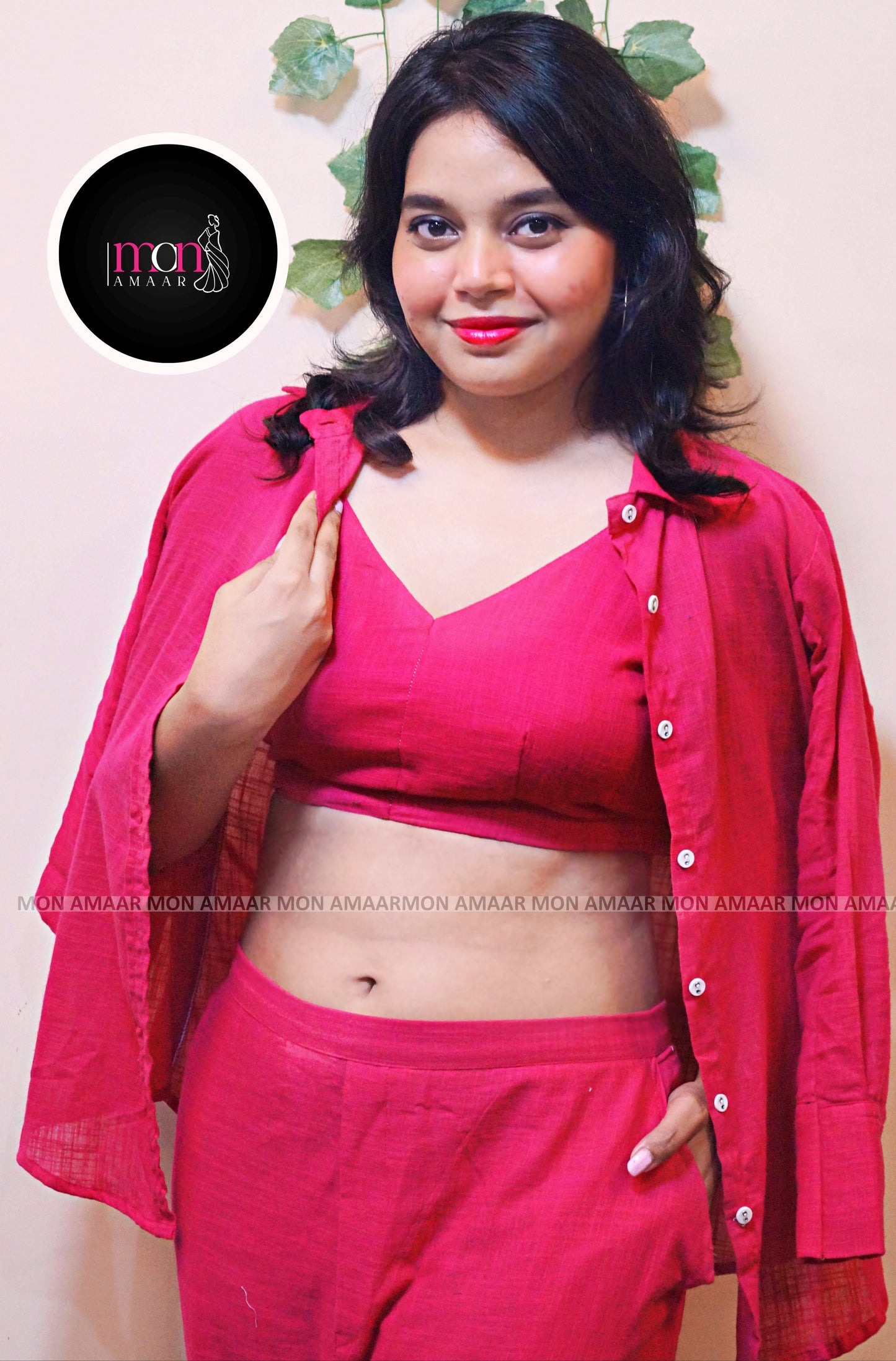 Retro Riser - Cotton Coord Set[ Top , Shirt , Pant]