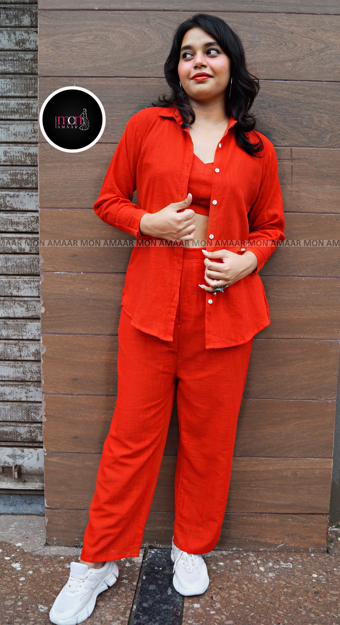 Retro Riser - Cotton Coord Set[ Top , Shirt , Pant]