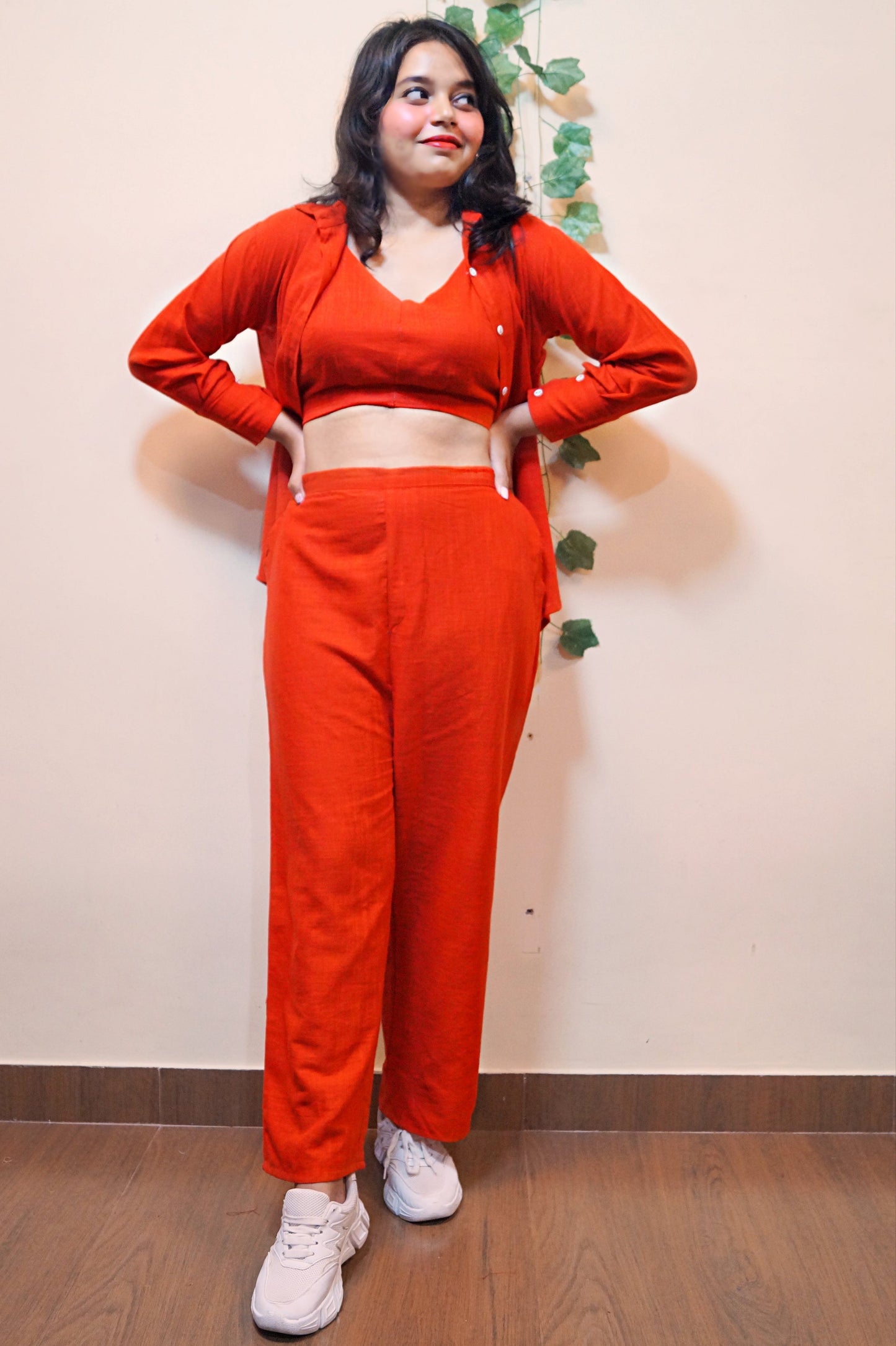 Retro Riser - Cotton Coord Set[ Top , Shirt , Pant]