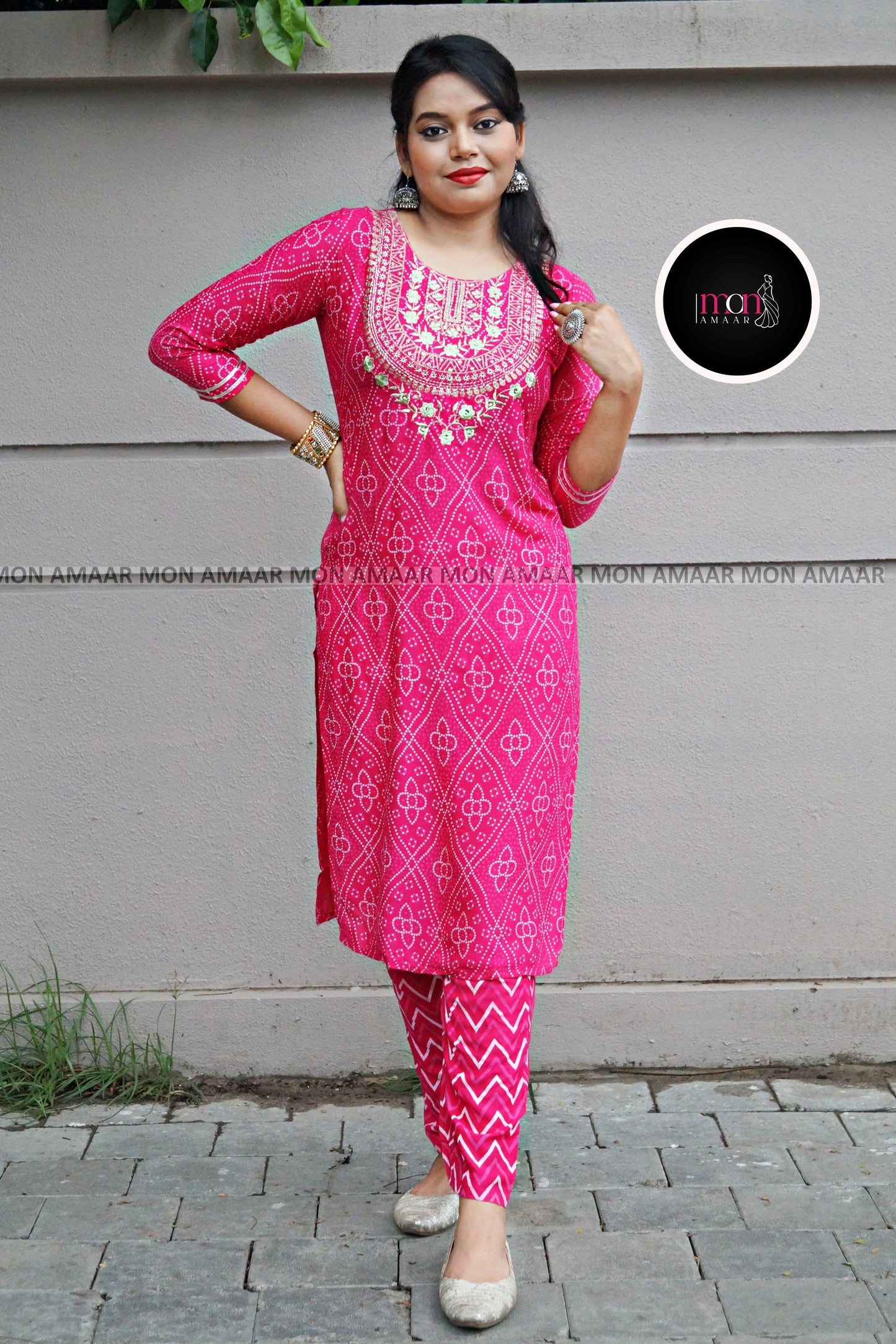 Sweet Pink-Straight Kurti Set