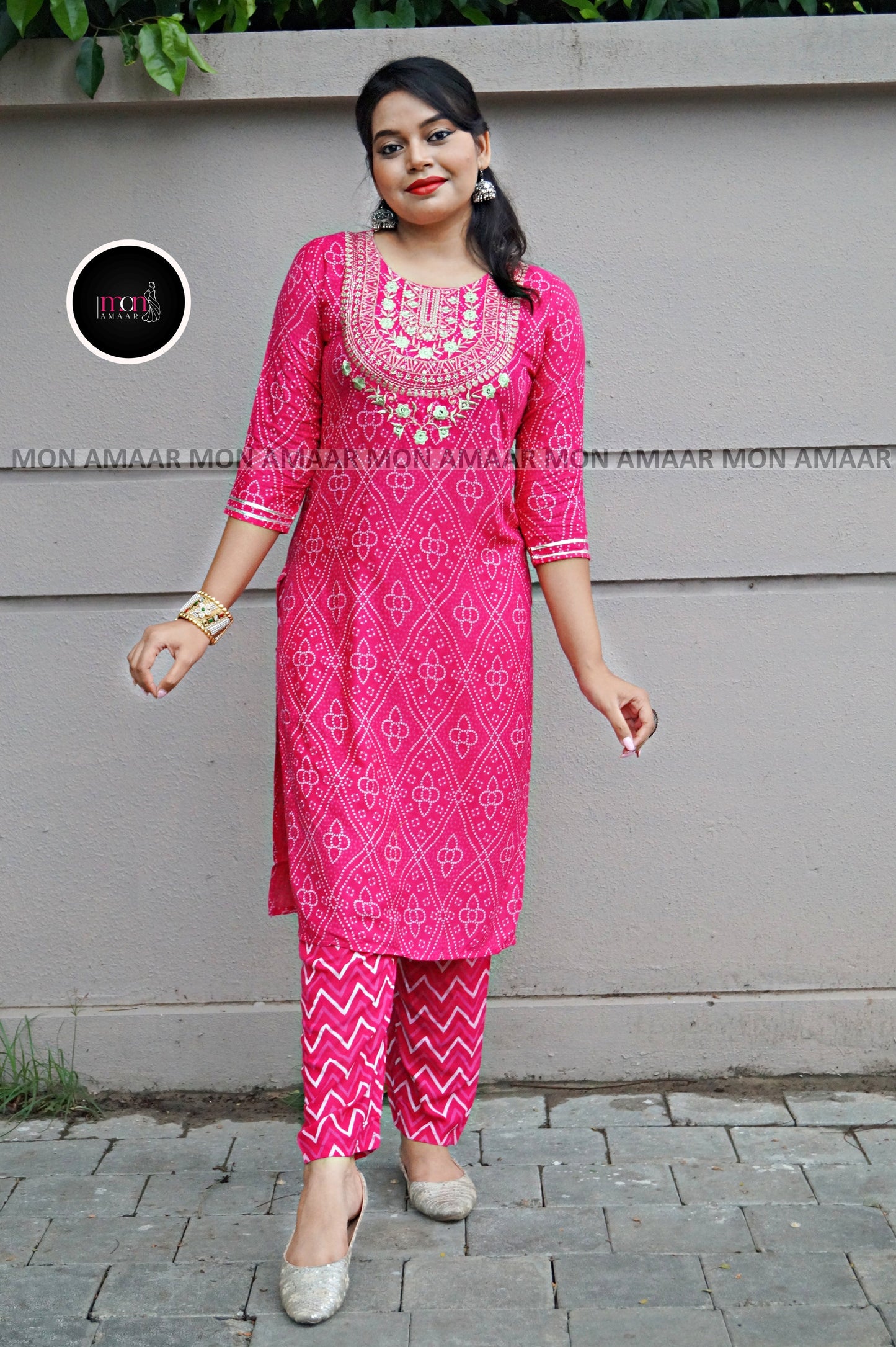 Sweet Pink-Straight Kurti Set
