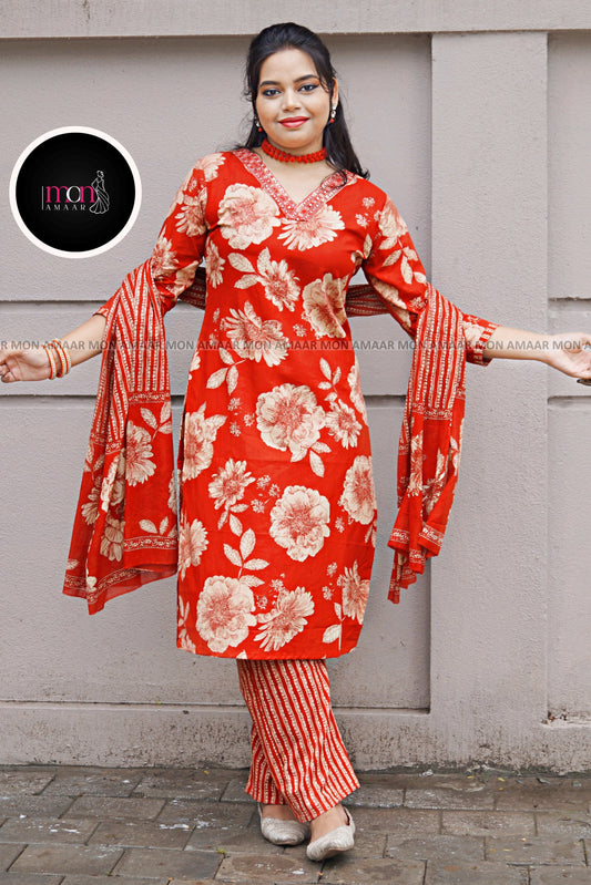 Cotton Flame - Kurti Set