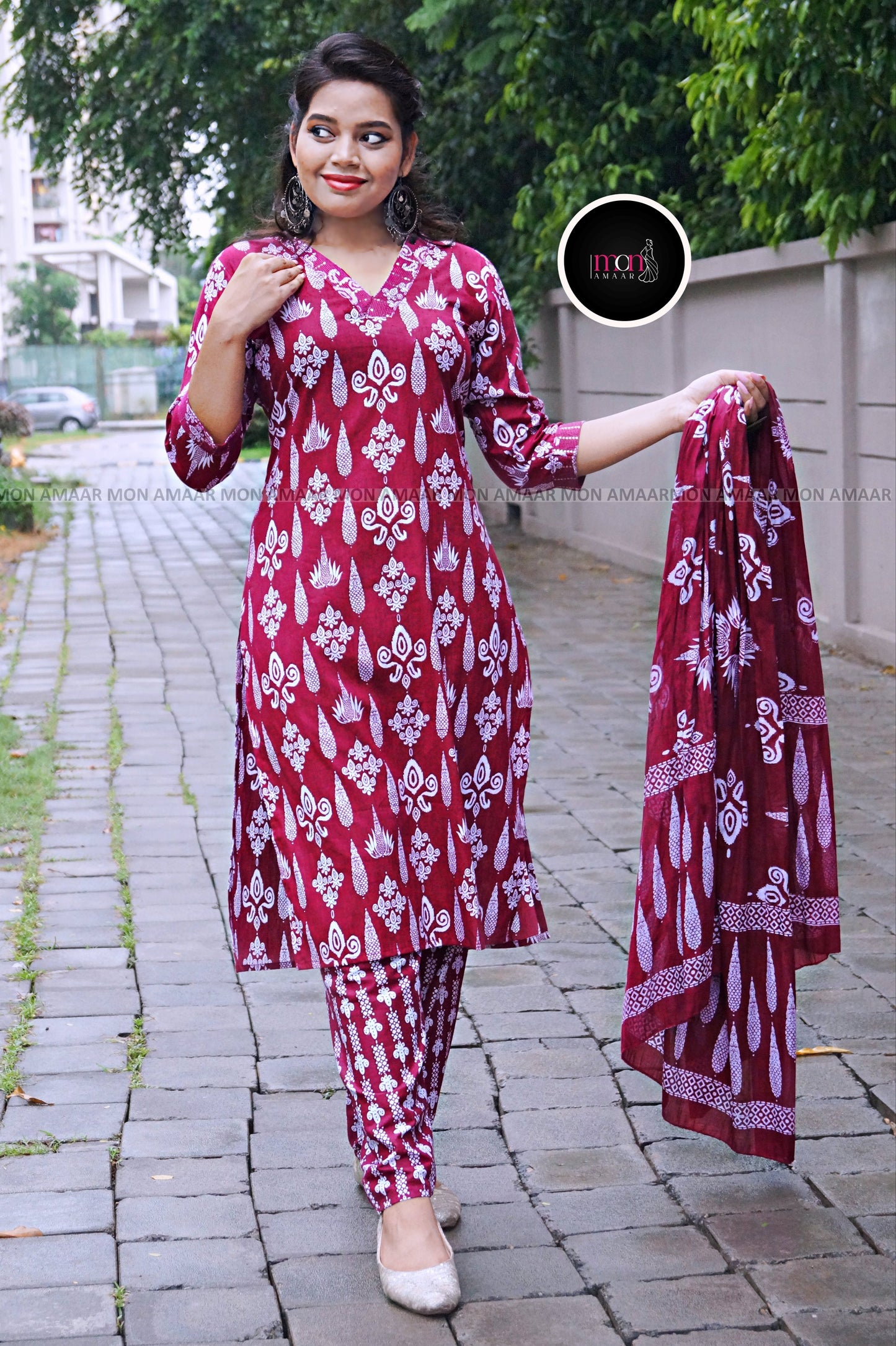Colorful Clouds-Cotton Kurti Set