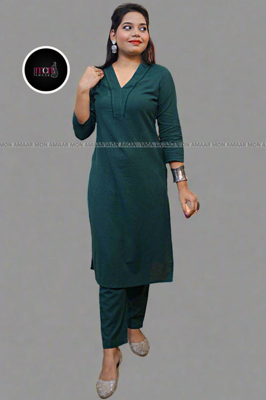 Vrinda -Green Cotton Coord Set