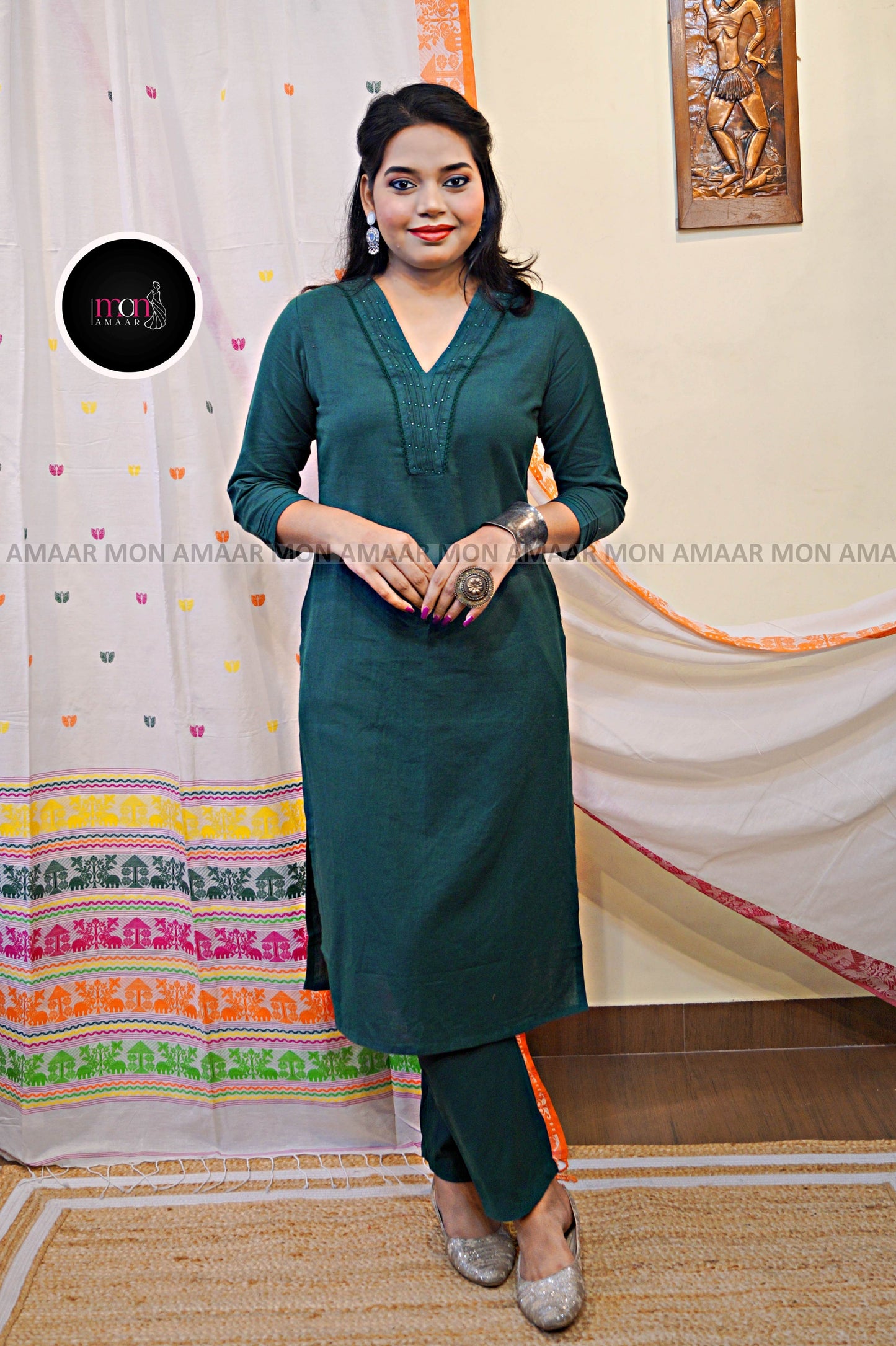 Vrinda -Green Cotton Coord Set