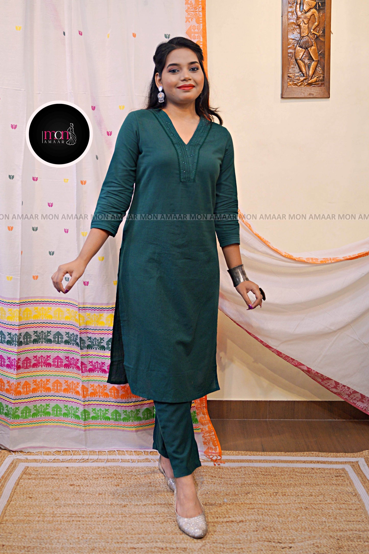 Vrinda -Green Cotton Coord Set