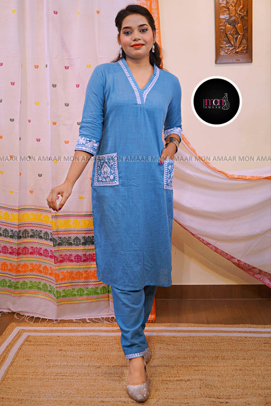 Cloud Whisper - Cotton Kurti Set