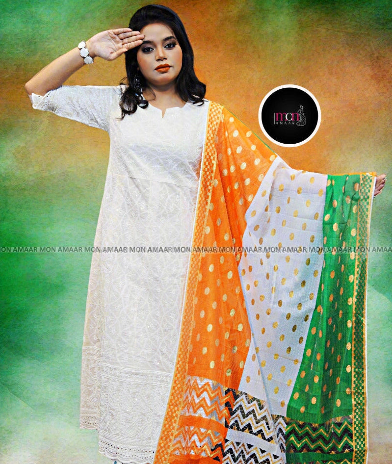 Our Pride- Tiranga Kurti Set With Dupatta