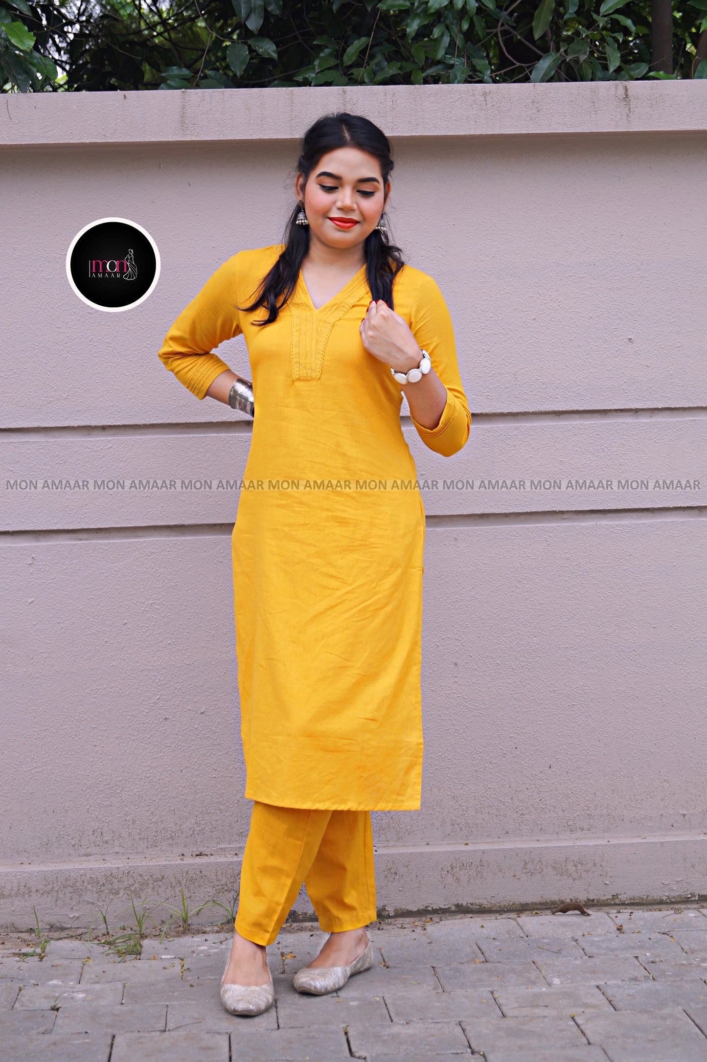Vrinda -Yellow Cotton Coord Set