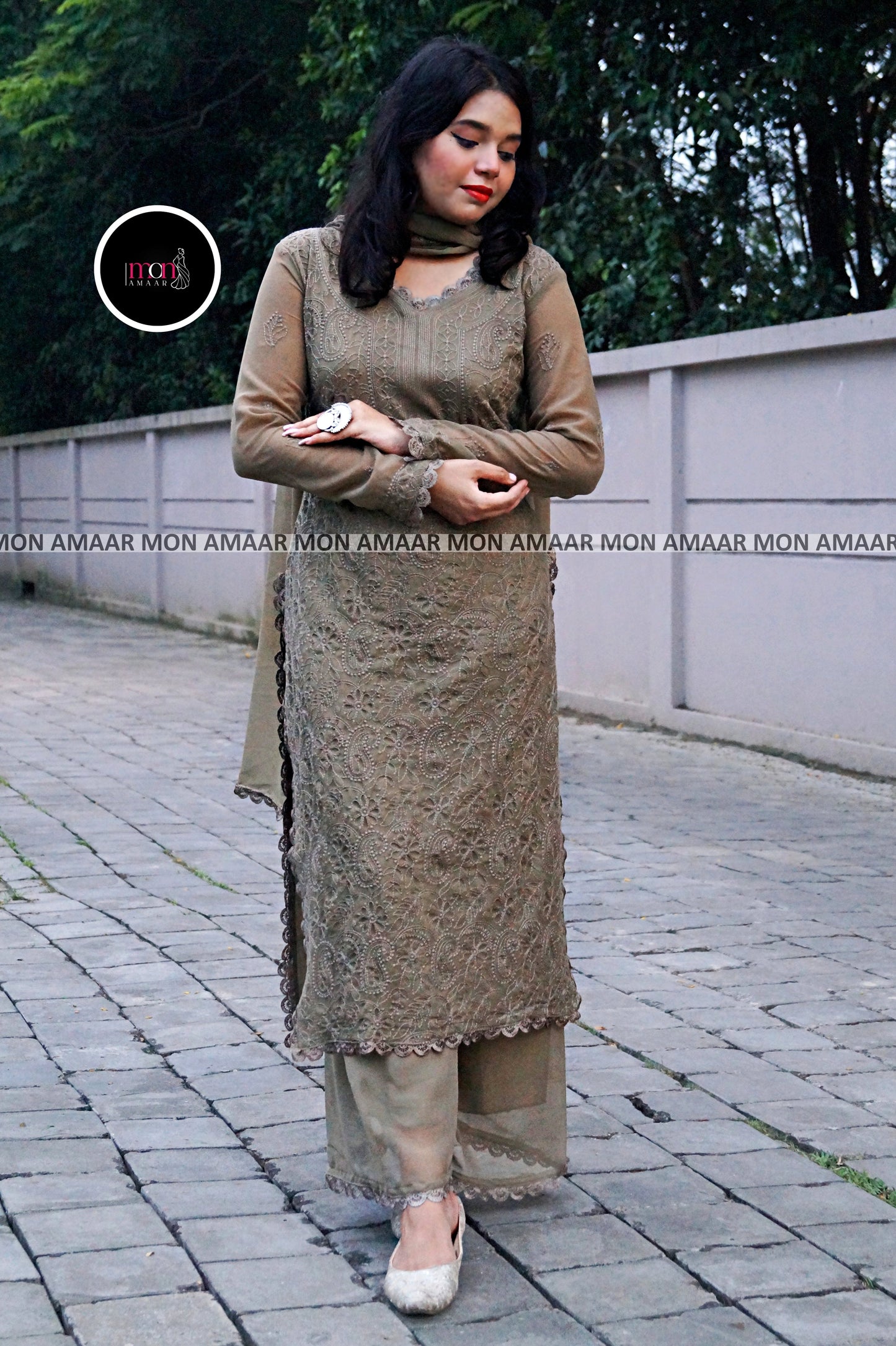 Falling In Love- Georgette Kurti Set