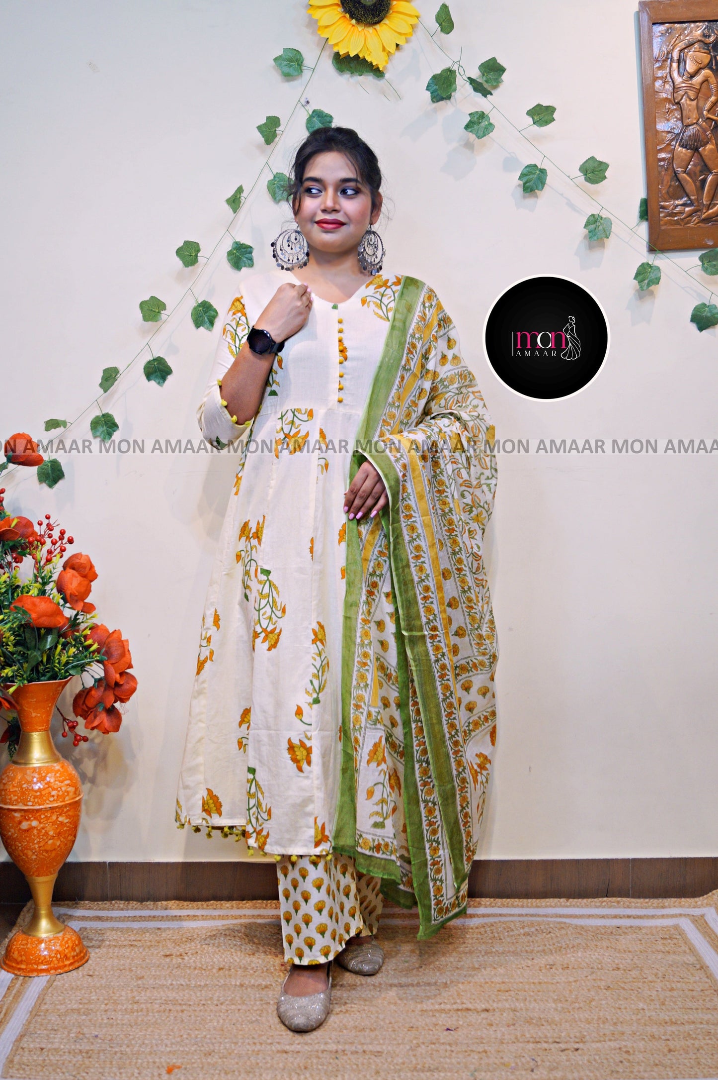 Floral Mist- Printed Cotton Kurti Set