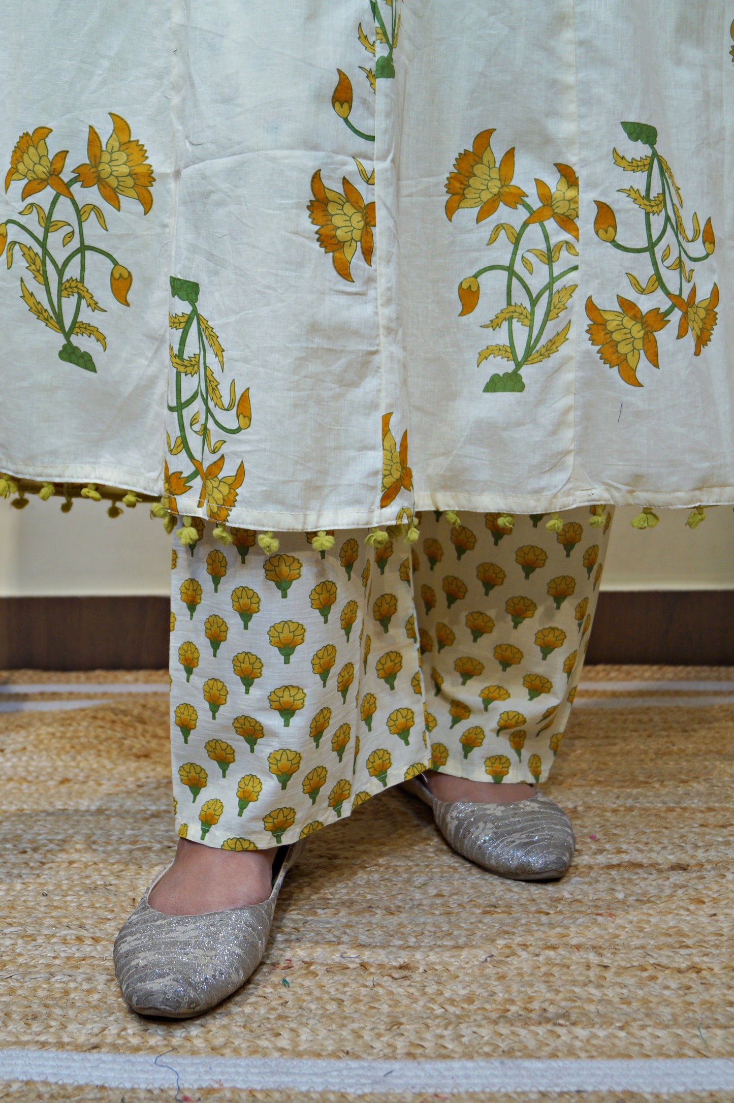 Floral Mist- Printed Cotton Kurti Set