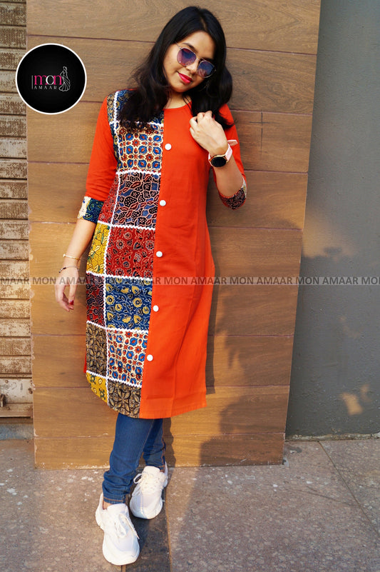 Eco Chic -Pure Sustainable Hand Block Ajrakh Kurti