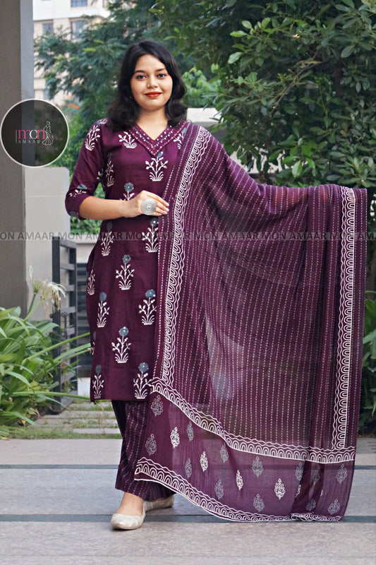 Cute Forever- Cotton Kurti Set