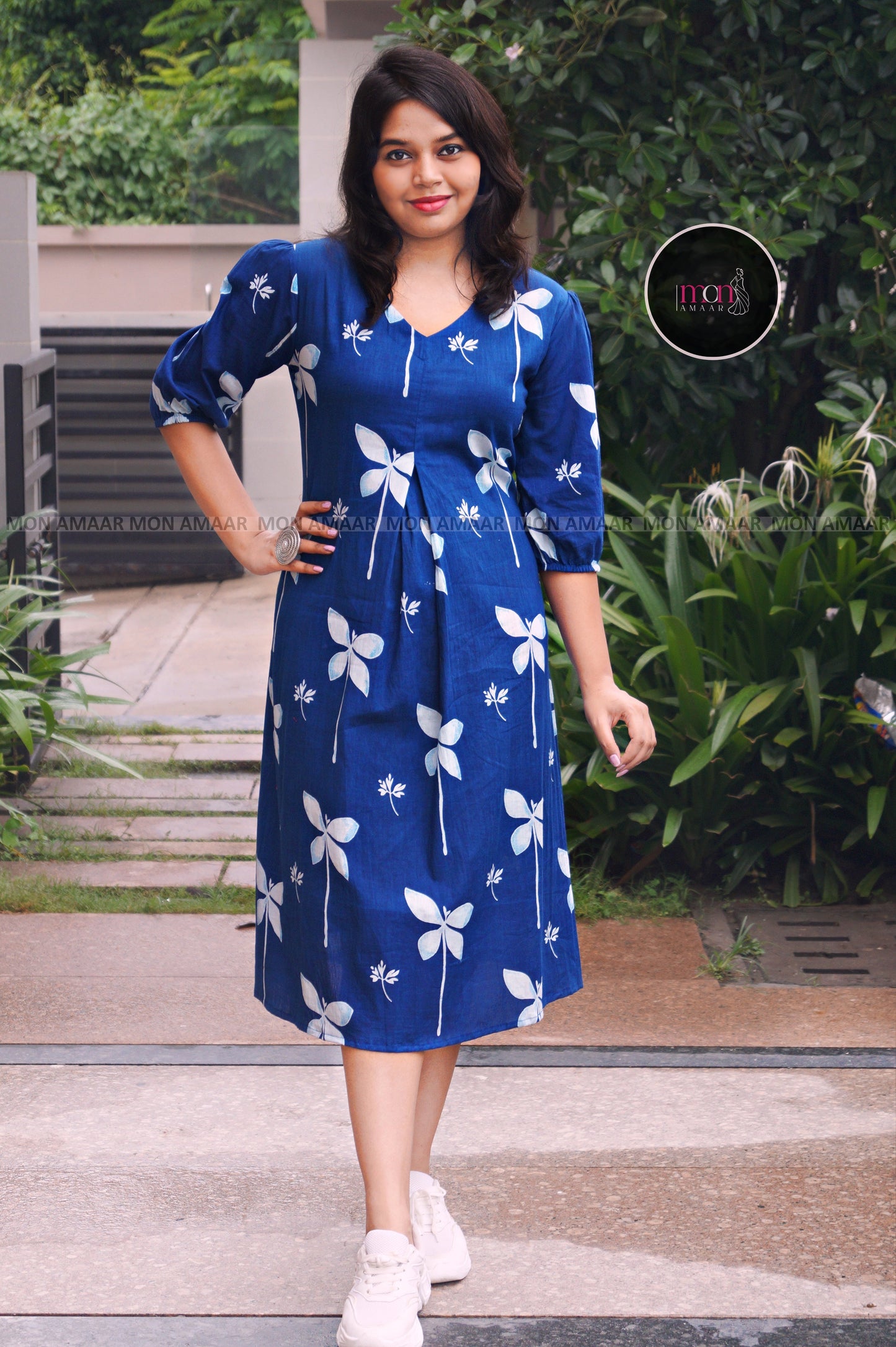 Confidence In Blue Cotton Dress