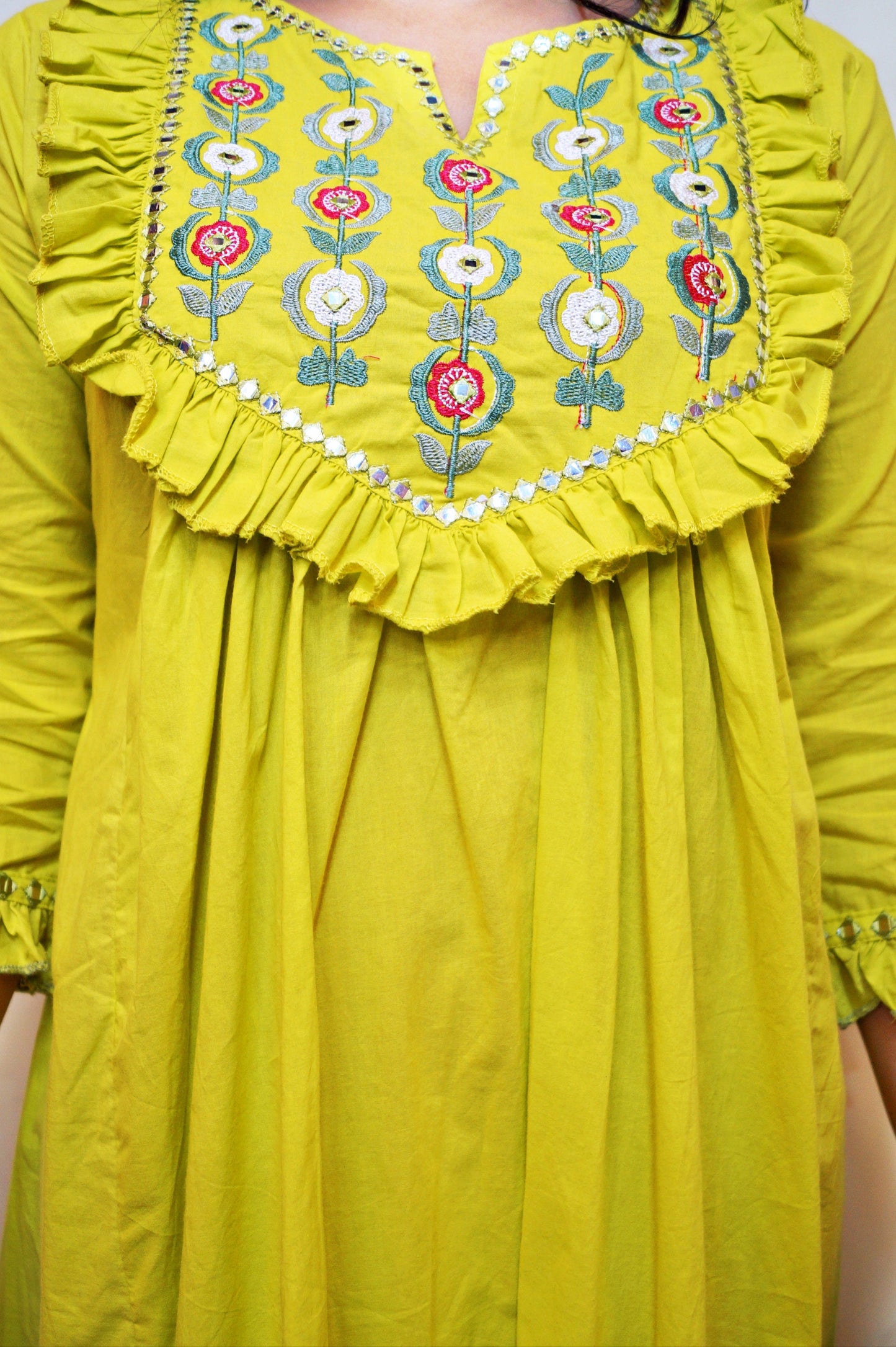 Floral Art- Cotton Kurti Set