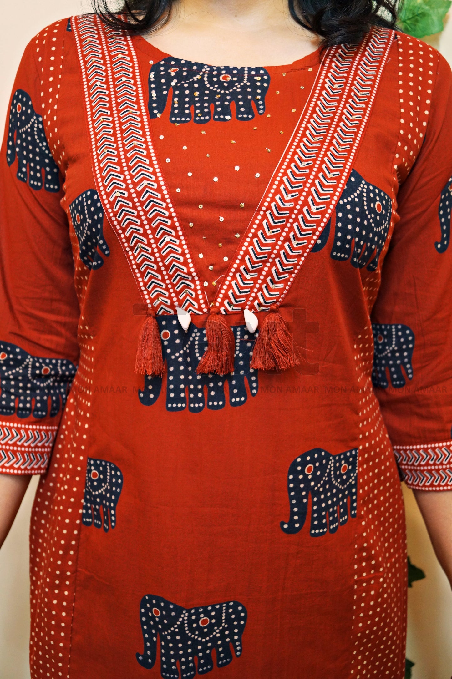 Prints Of Elephant-Cotton Kurti Set