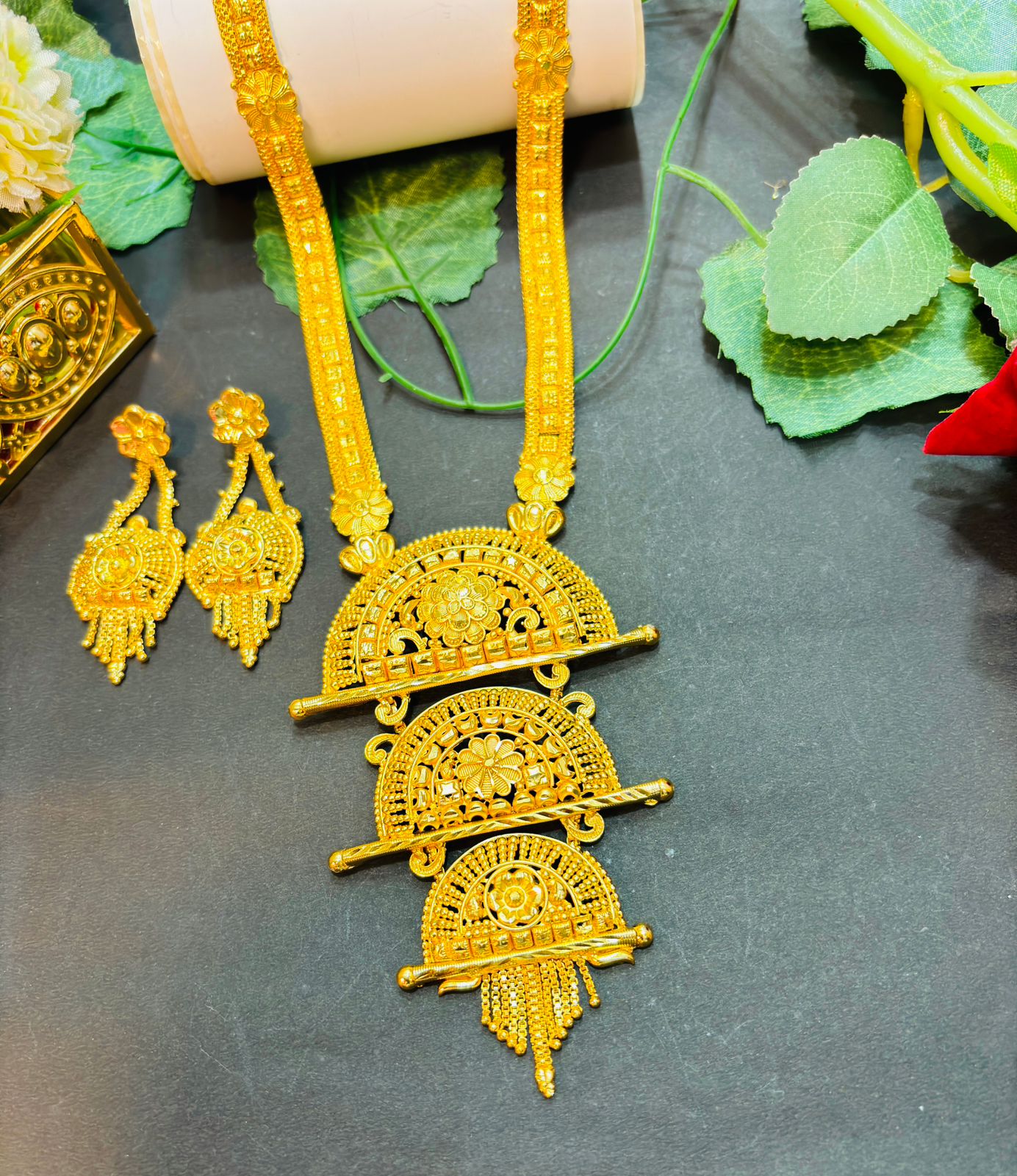 Maheshwari Gold Plated Long Necklace Set