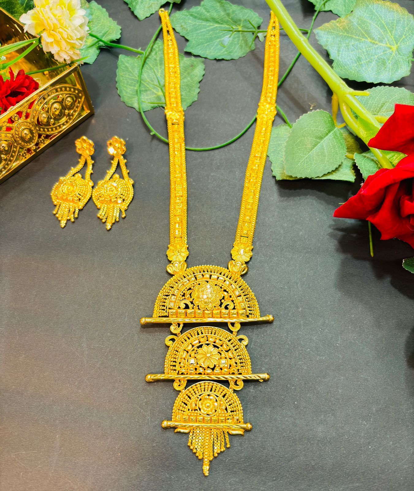 Maheshwari Gold Plated Long Necklace Set