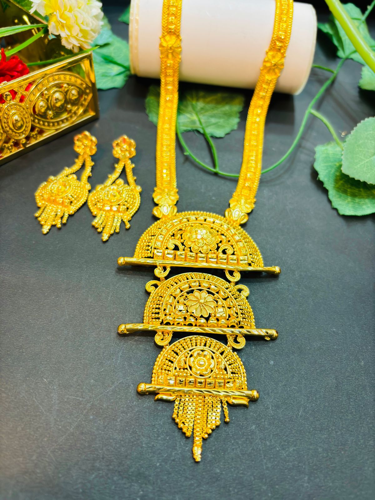 Maheshwari Gold Plated Long Necklace Set