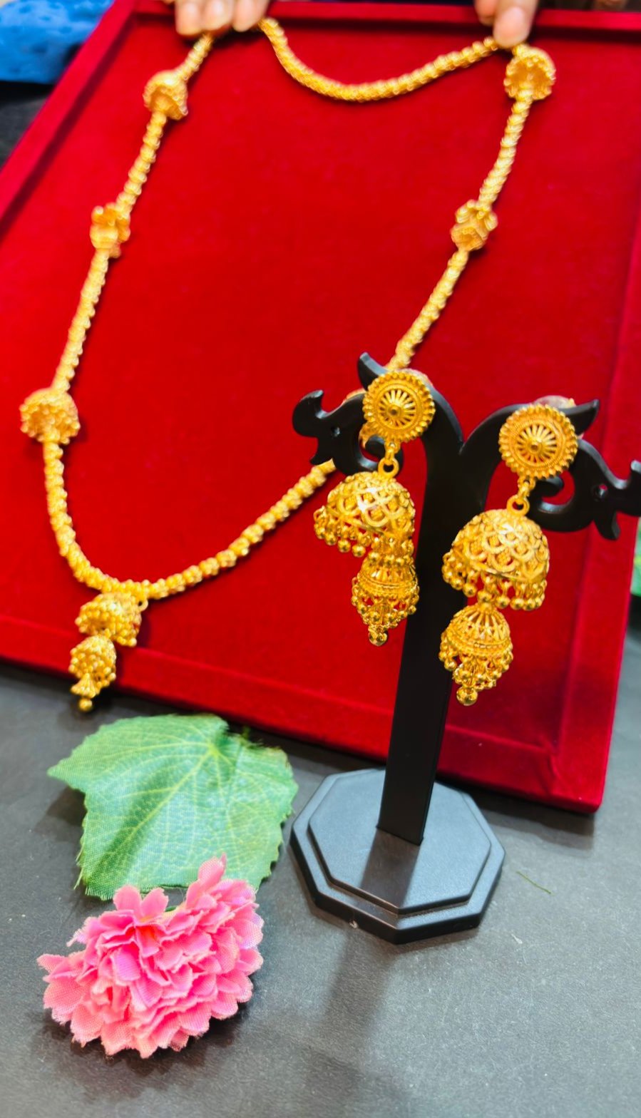 New Designer Golden Plated Necklace Set