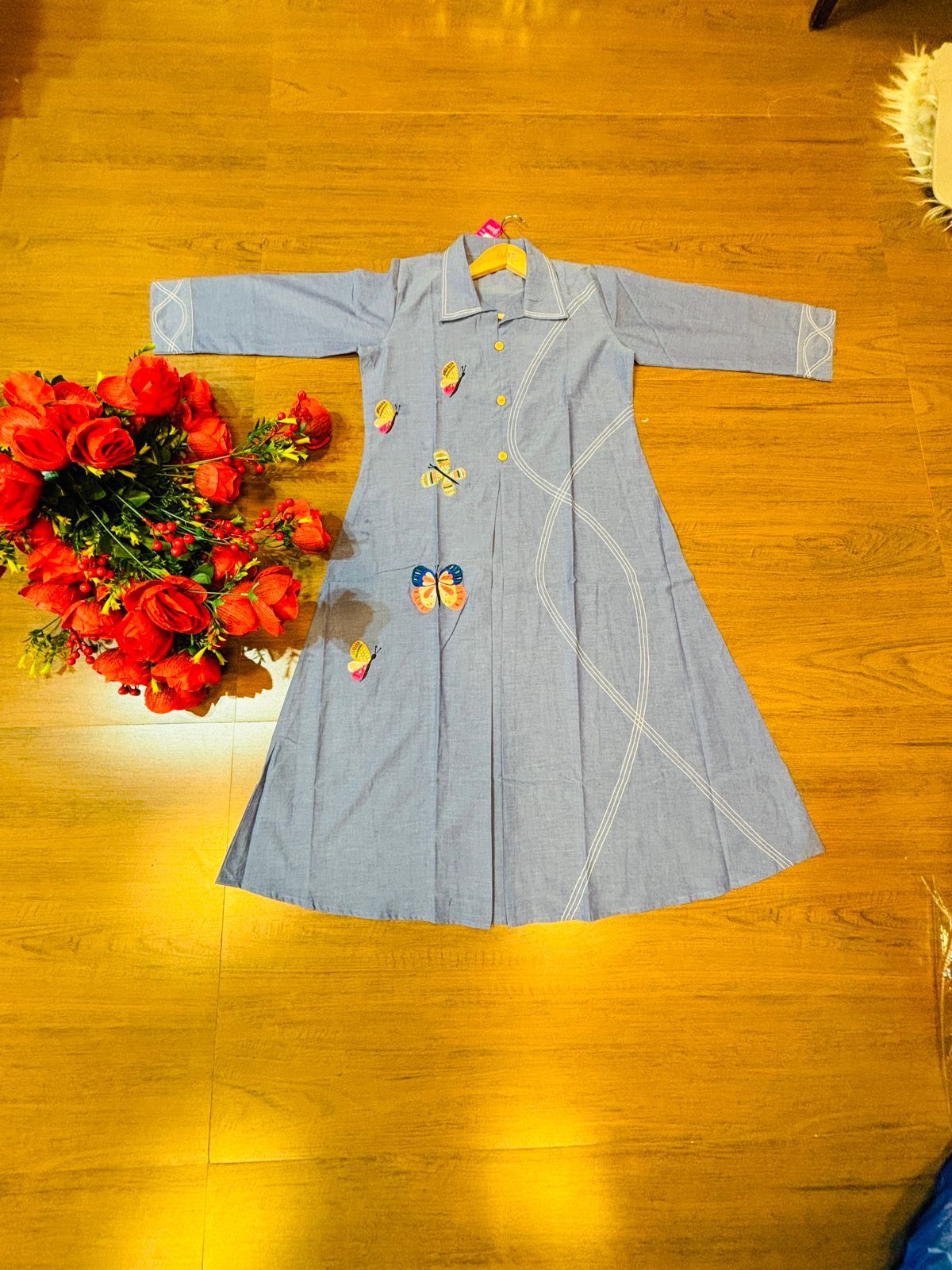 Pretty Butterfly Cotton One Piece Dress