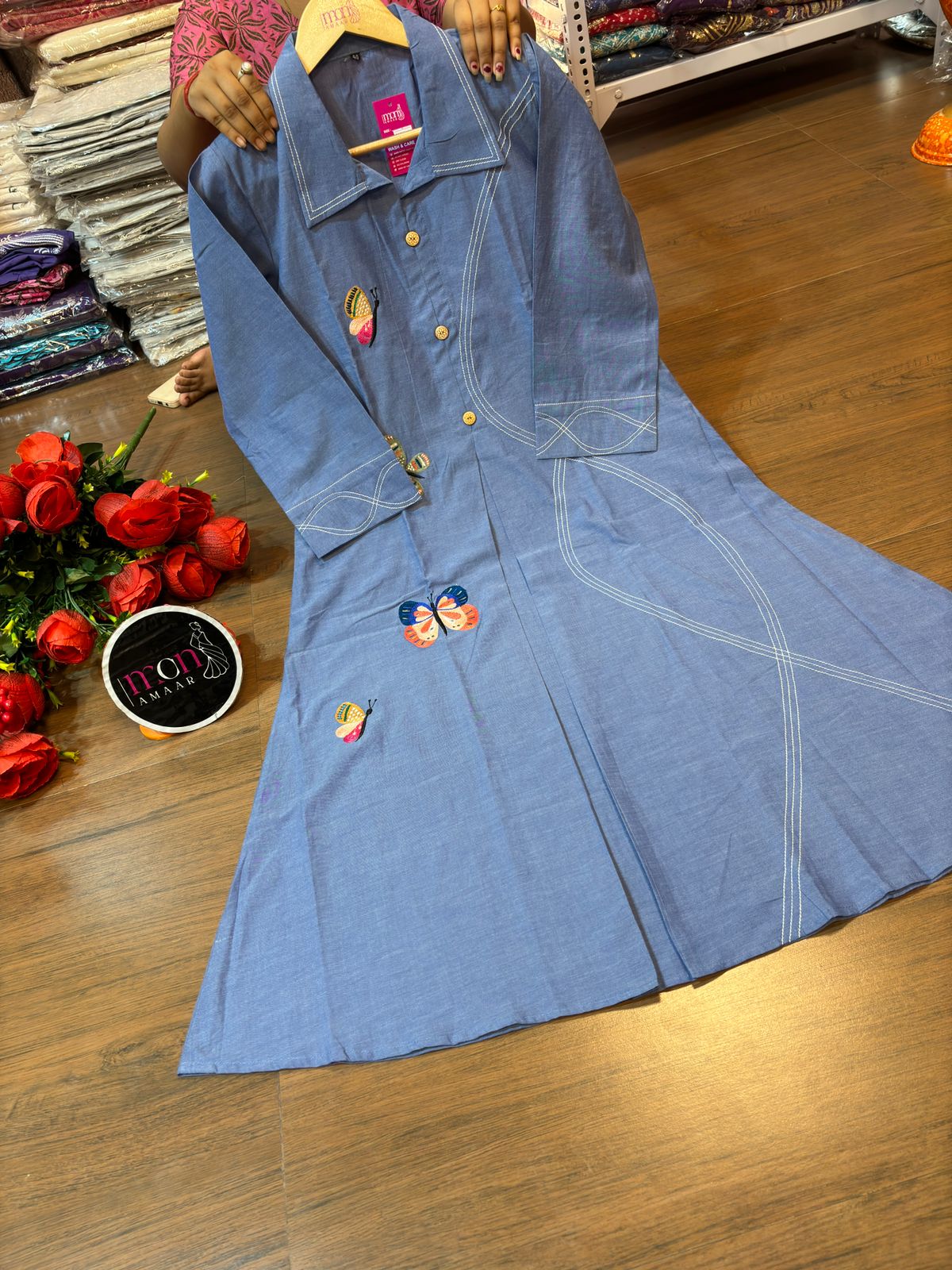 Pretty Butterfly Cotton One Piece Dress